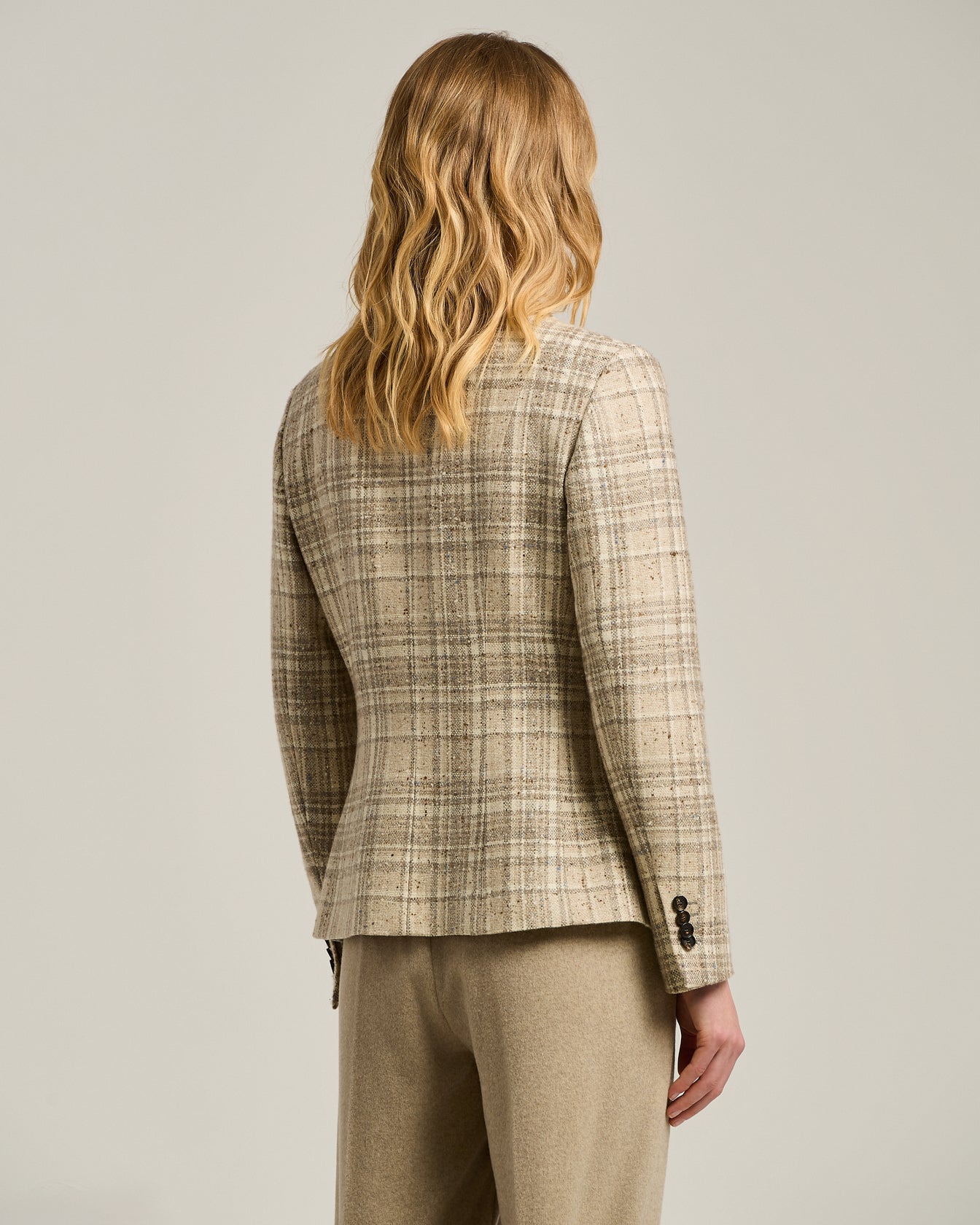 BEIGE SINGLE-BREASTED PURE CASHMERE BLAZER