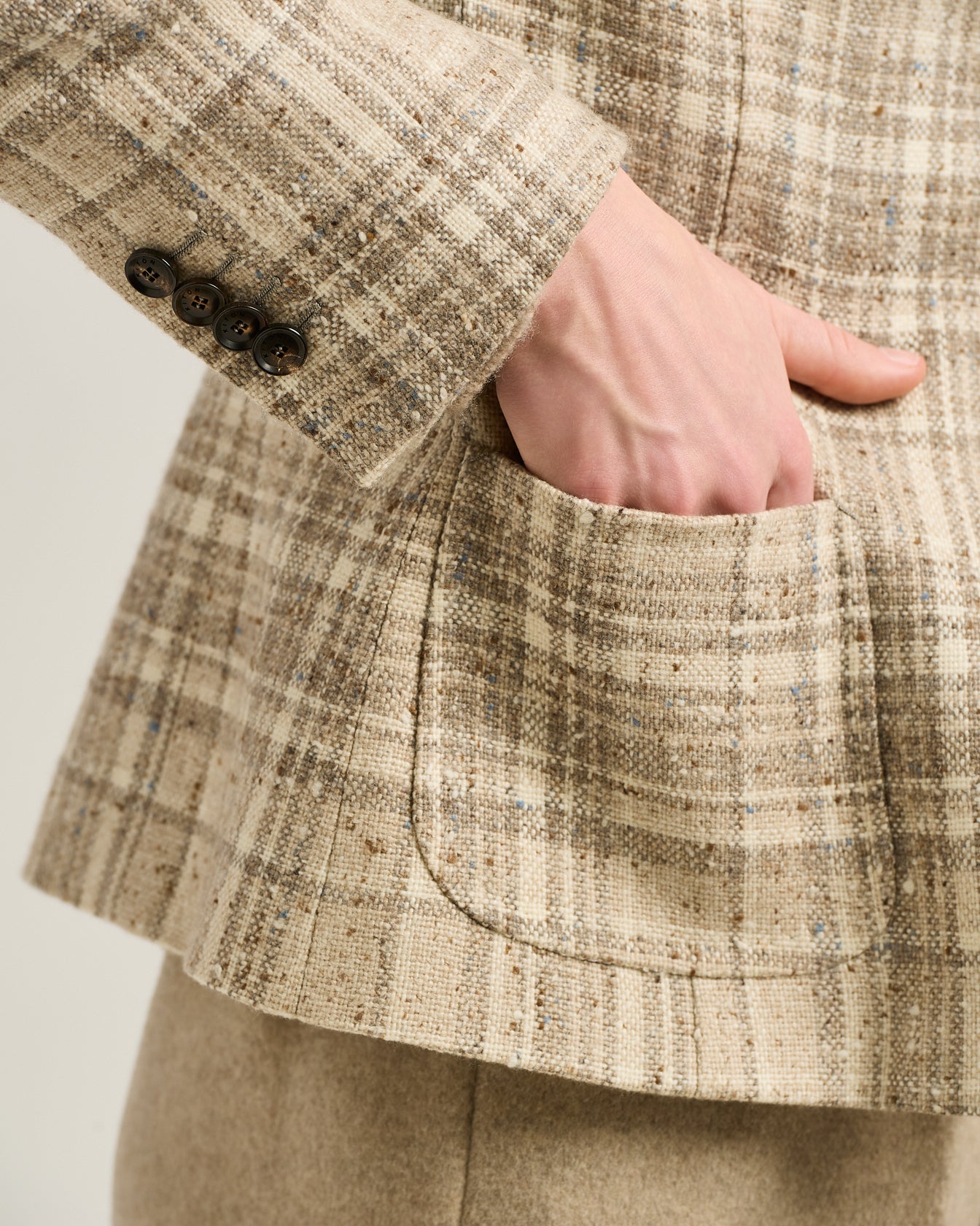 BEIGE SINGLE-BREASTED PURE CASHMERE BLAZER