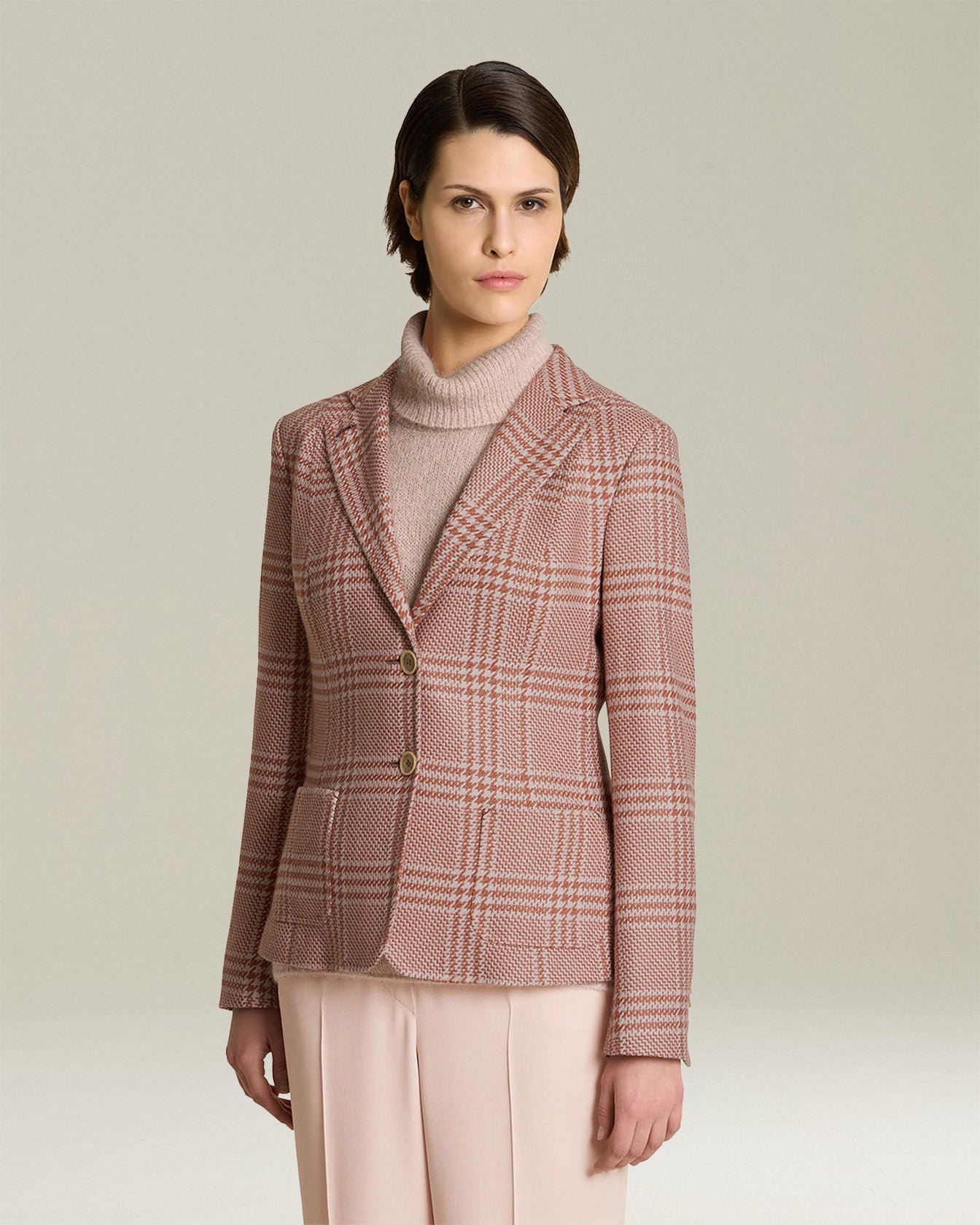 GLEN PLAID CASHMERE AND SILK BLAZER