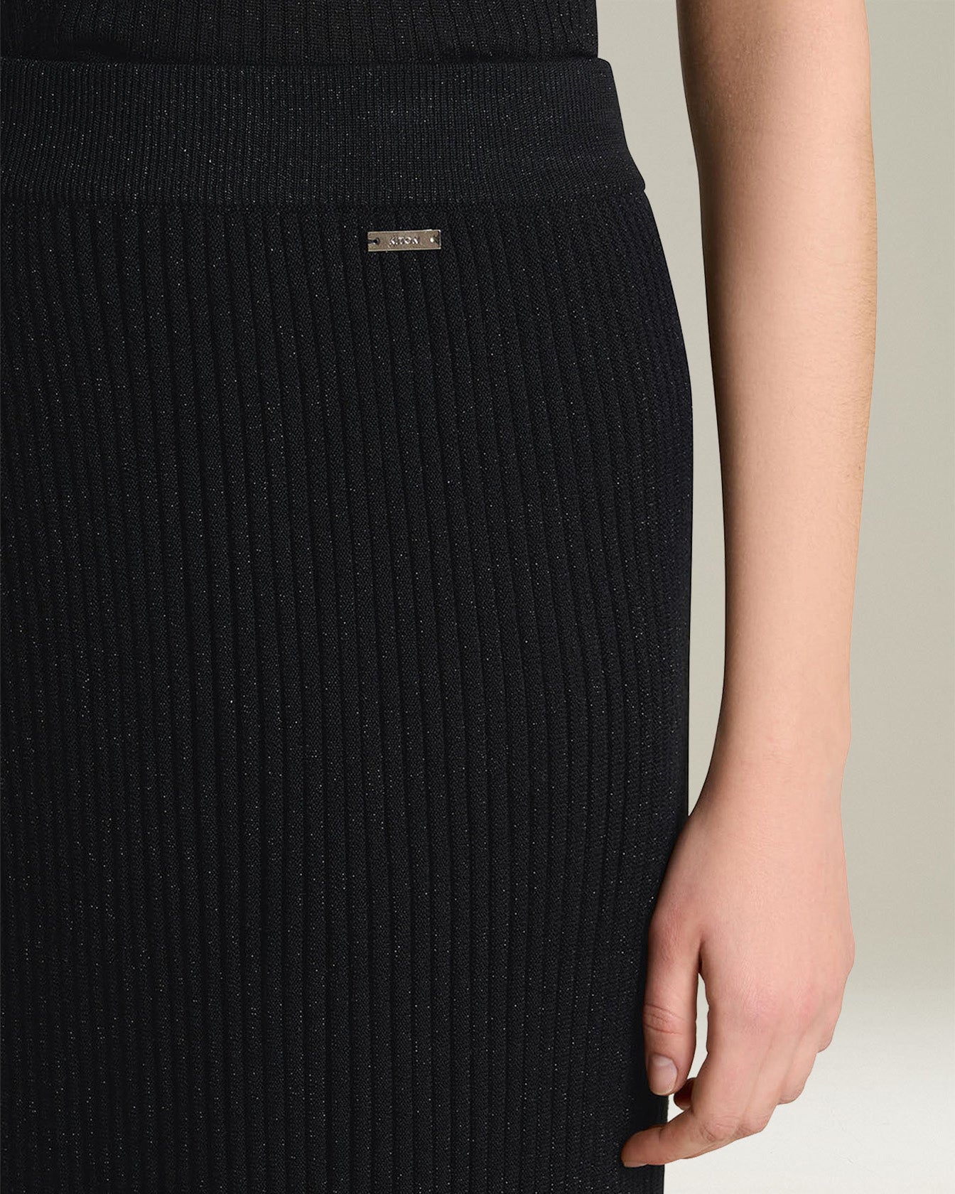 LAMÉ WOOL PENCIL SKIRT