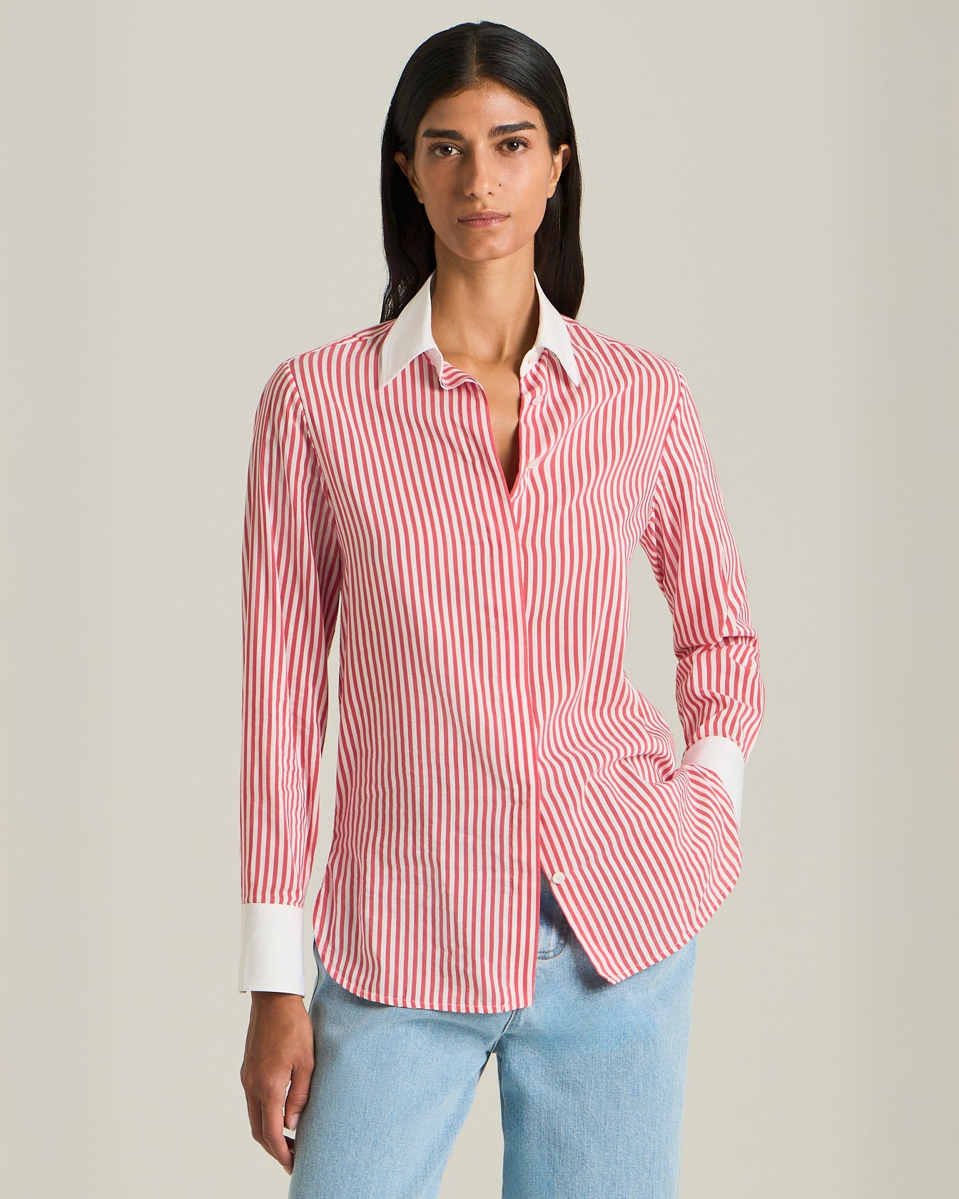 COTTON AND SILK STRIPED SHIRT