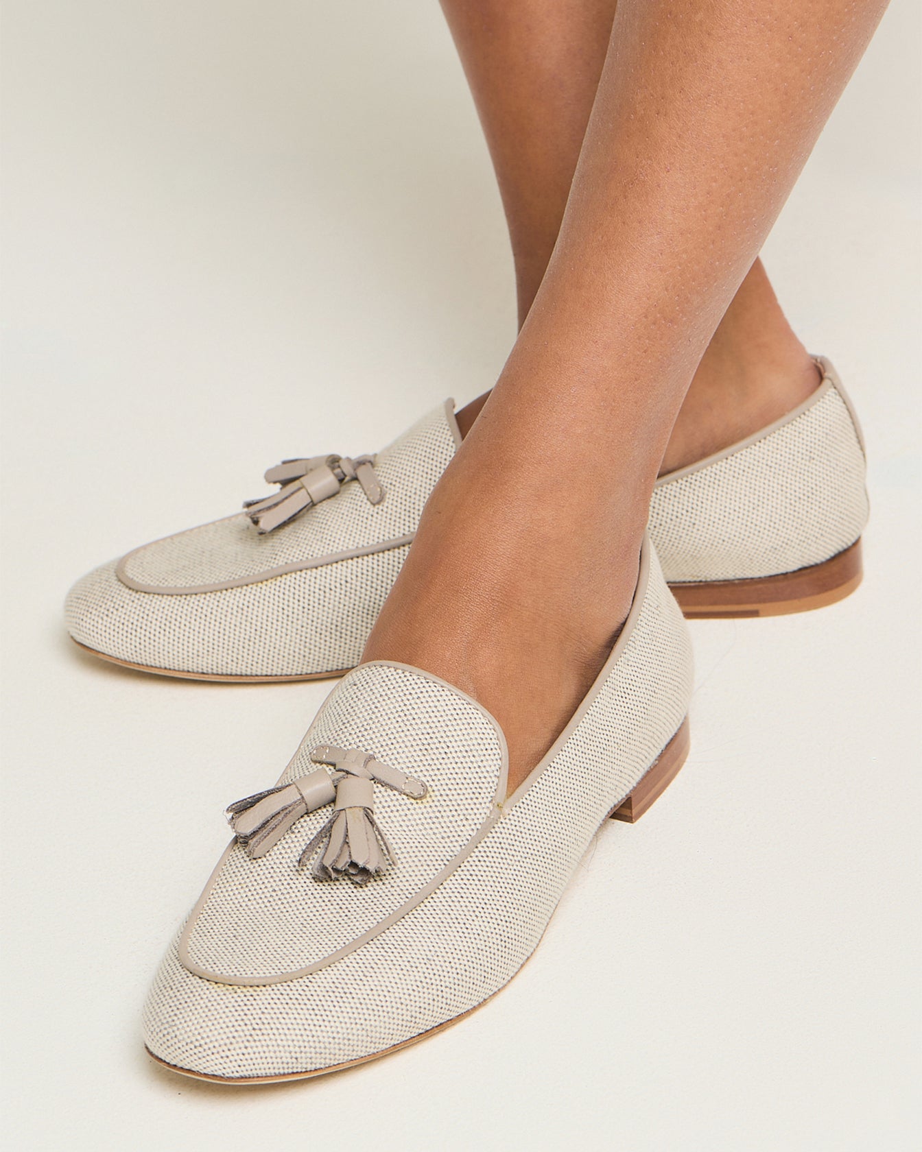 COTTON CANVAS LOAFER WITH TASSELS