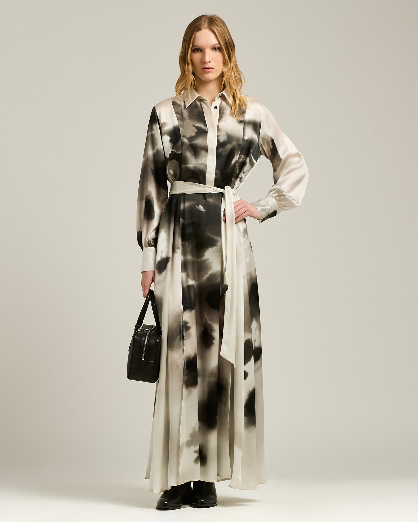 PRINTED SILK SHIRT DRESS