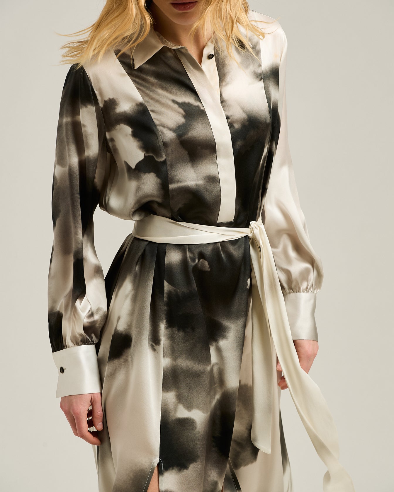 PRINTED SILK SHIRT DRESS