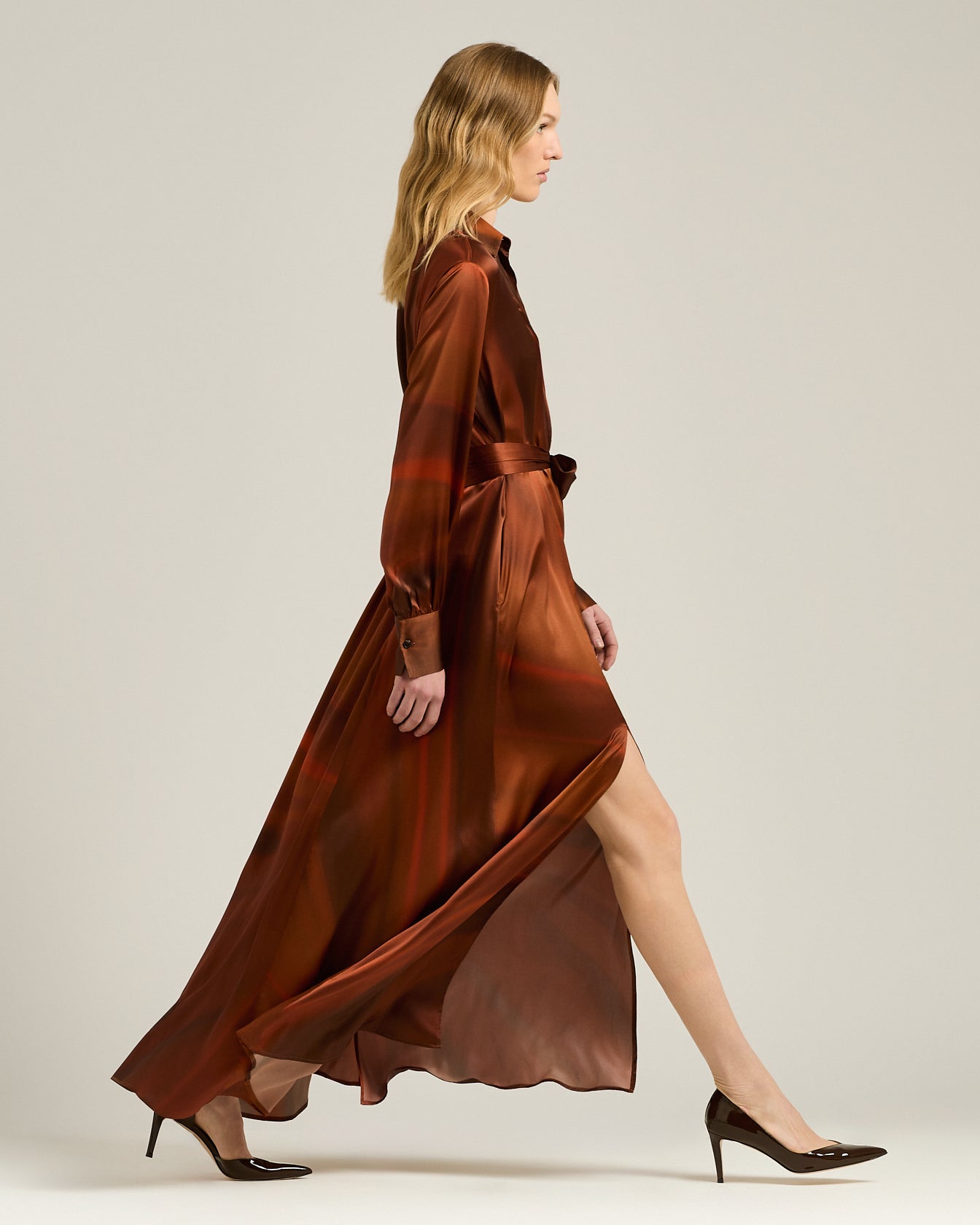 PRINTED SILK SHIRT DRESS