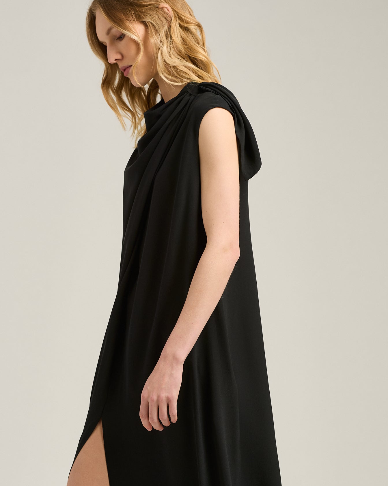 SILK DRESS WITH DRAPING