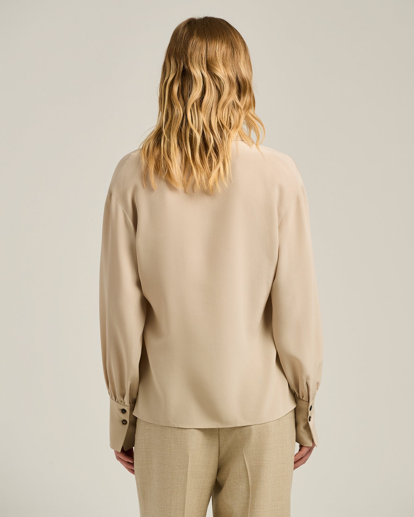 ELEGANT CREAM WHITE SILK BLOUSE