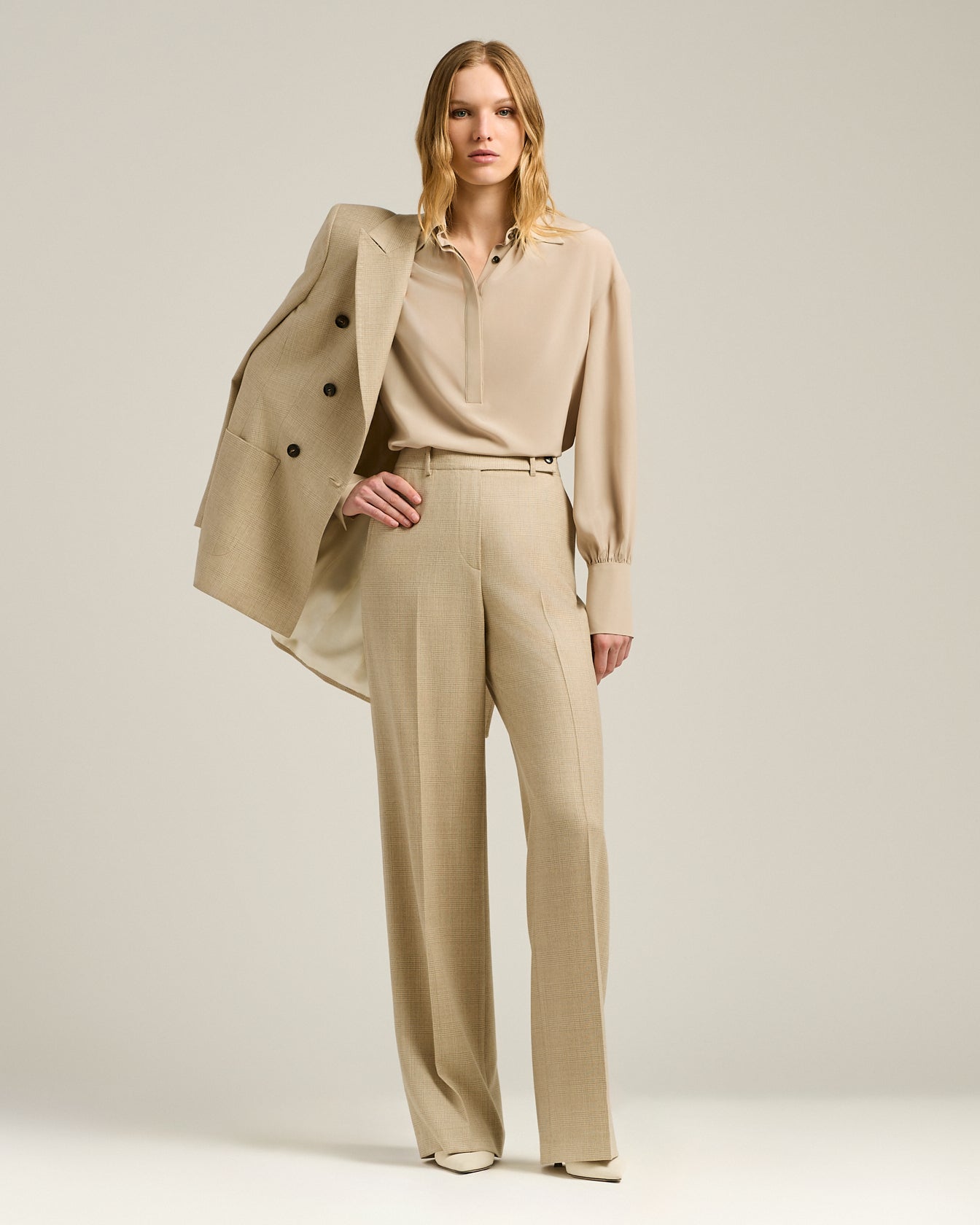 ELEGANT CREAM WHITE SILK BLOUSE