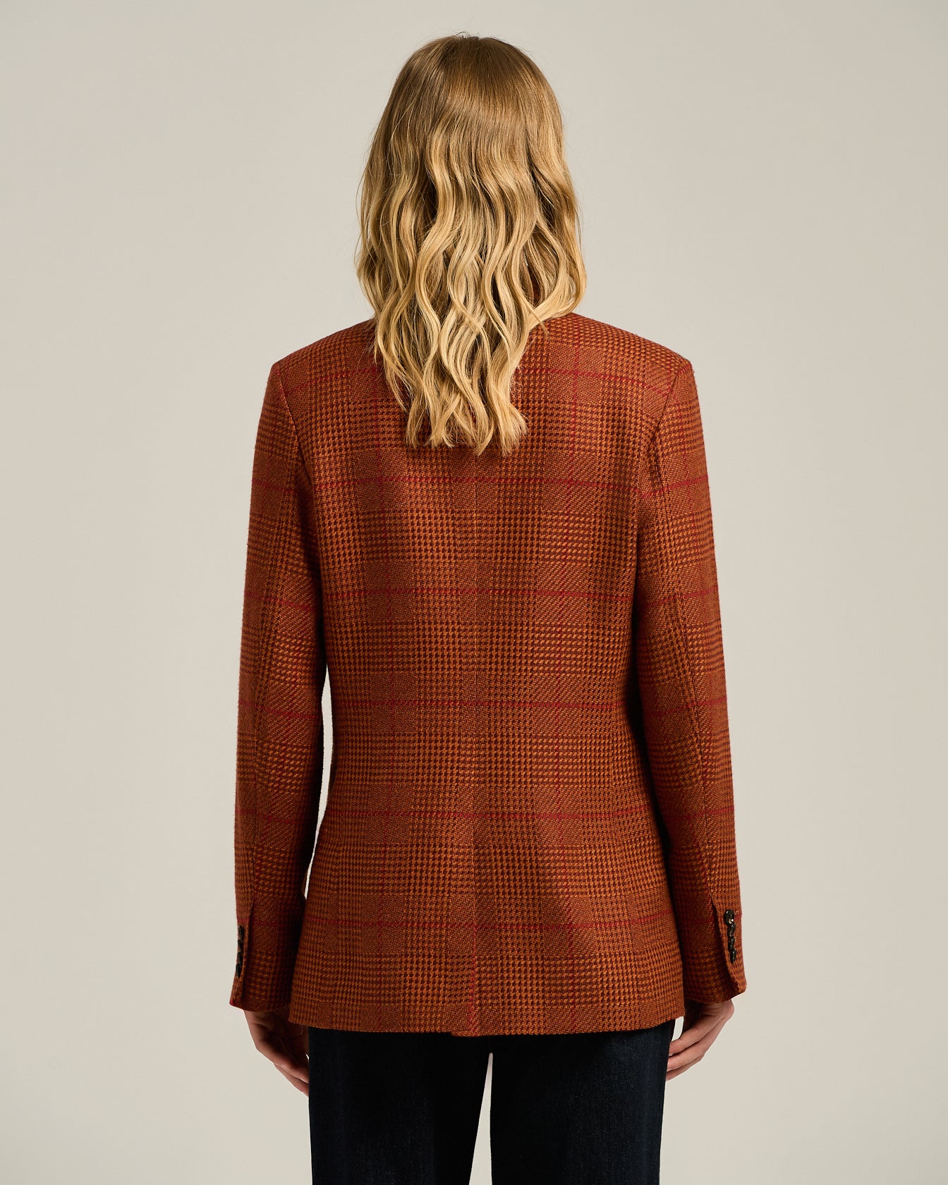 TERRACOTTA DOUBLE-BREASTED SILK AND CASHMERE JACKET