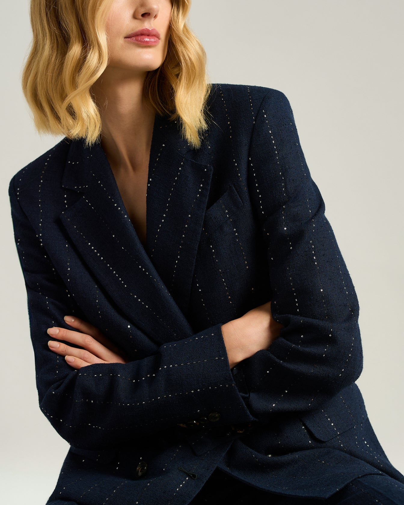 LINEN AND WOOL DOUBLE-BREASTED JACKET