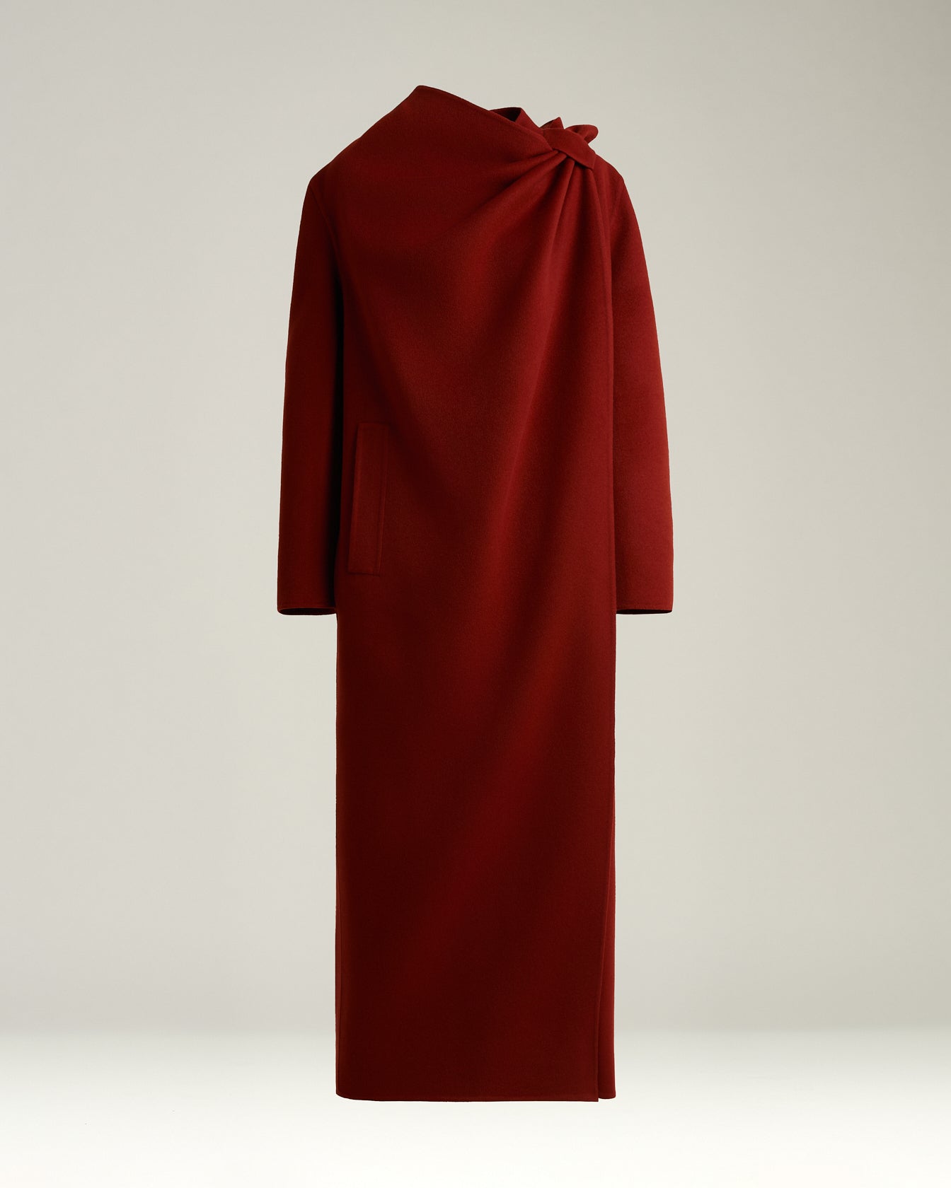 LONG PURE CASHMERE OVERCOAT WITH SARTORIAL KNOT