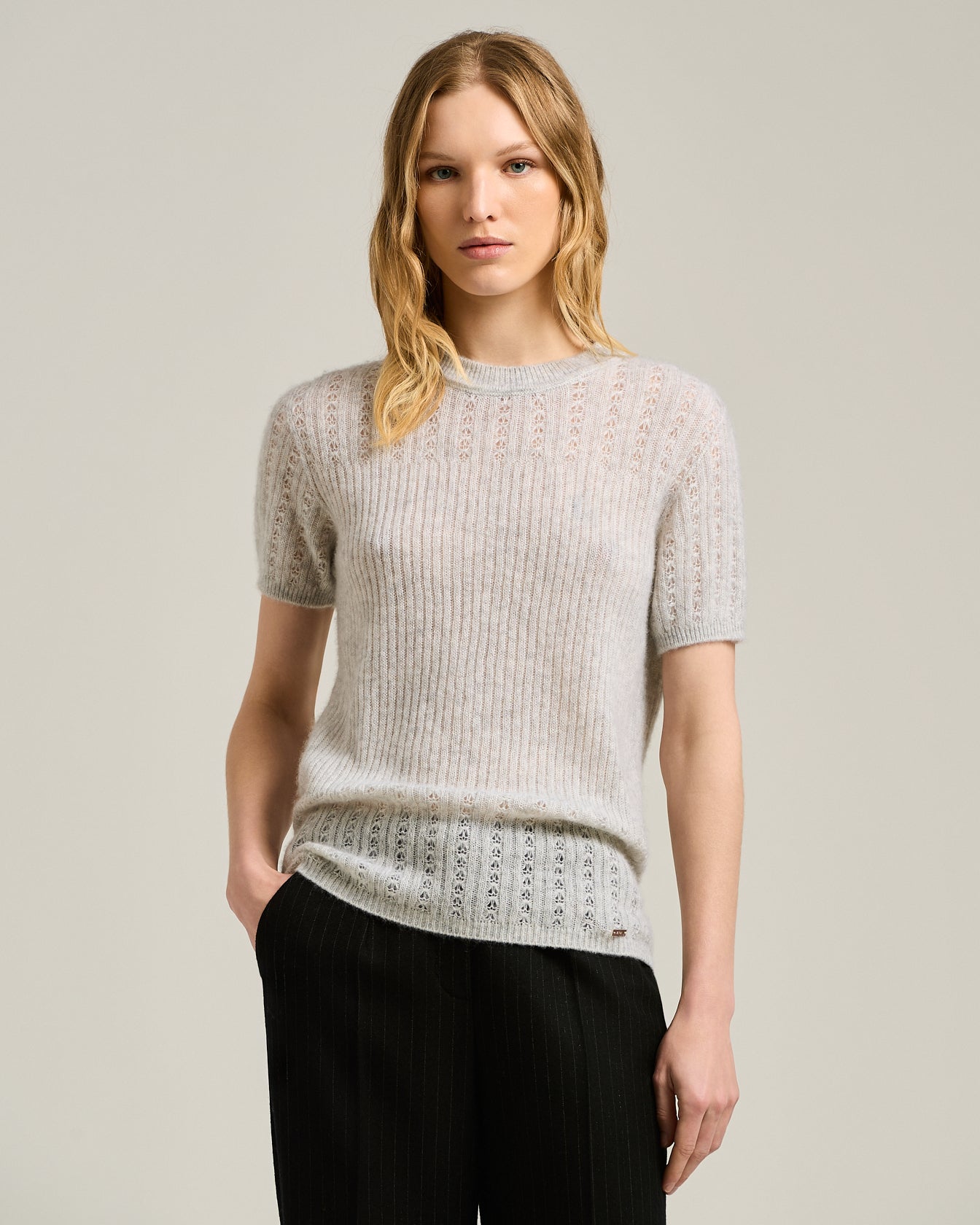 CASHMERE AND SILK OPENWORK SWEATER