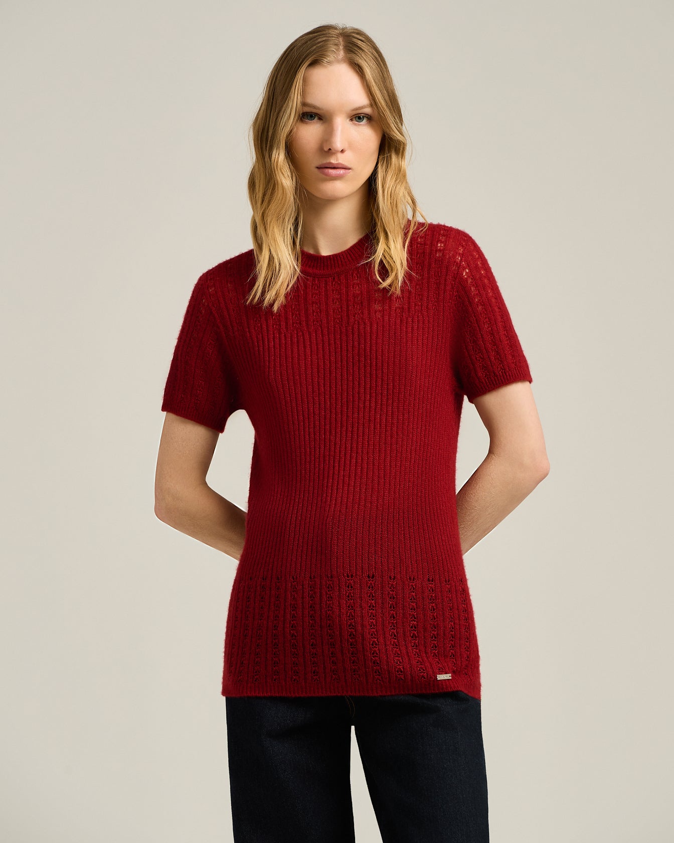 CASHMERE AND SILK OPENWORK SWEATER