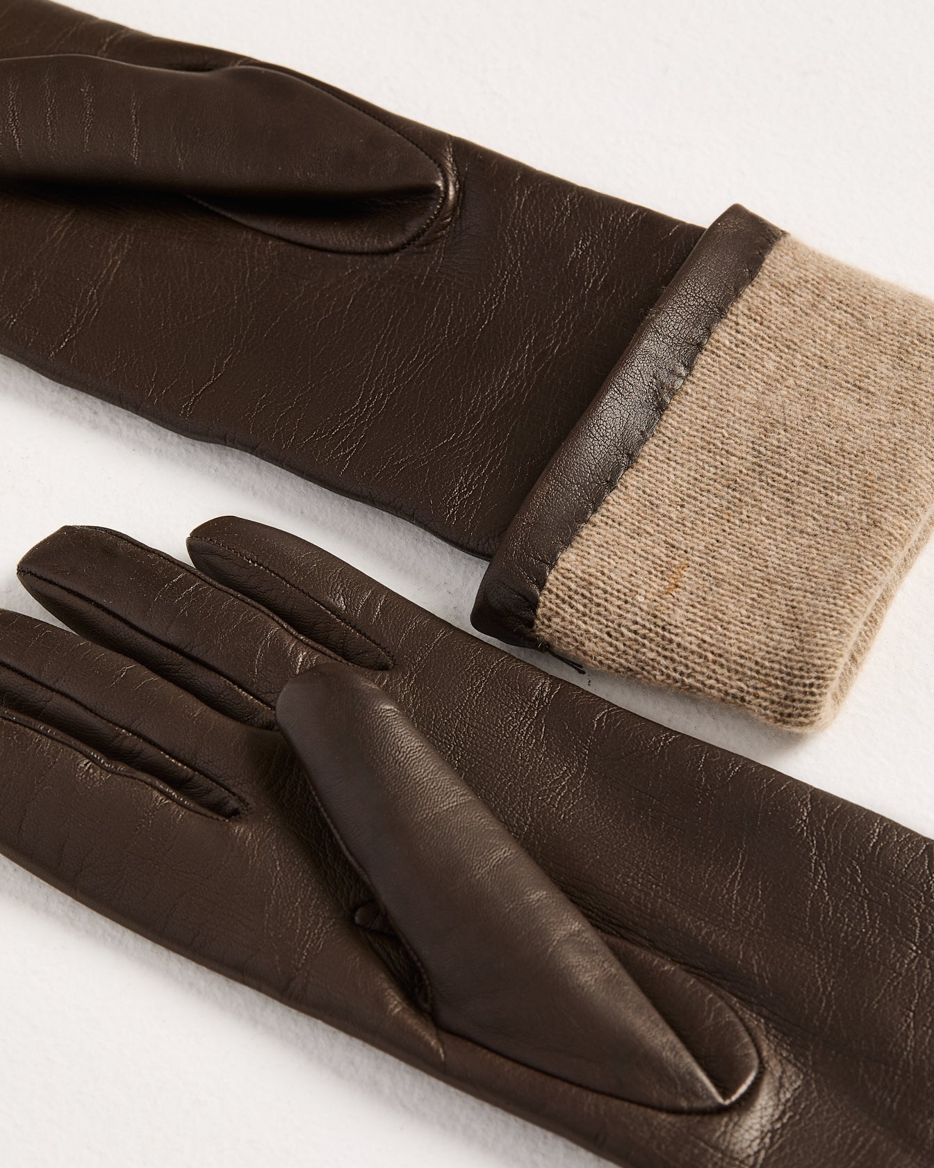LONG LEATHER AND CASHMERE GLOVES