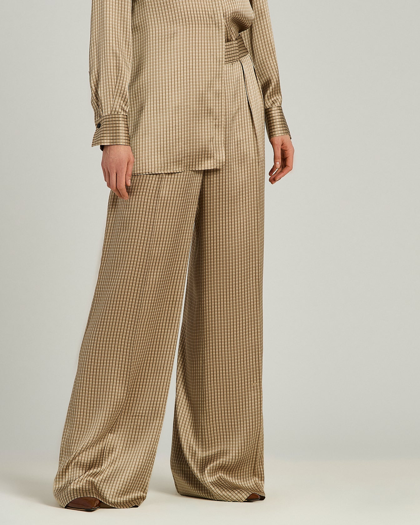PURE SILK JACQUARD PALAZZO TROUSERS
