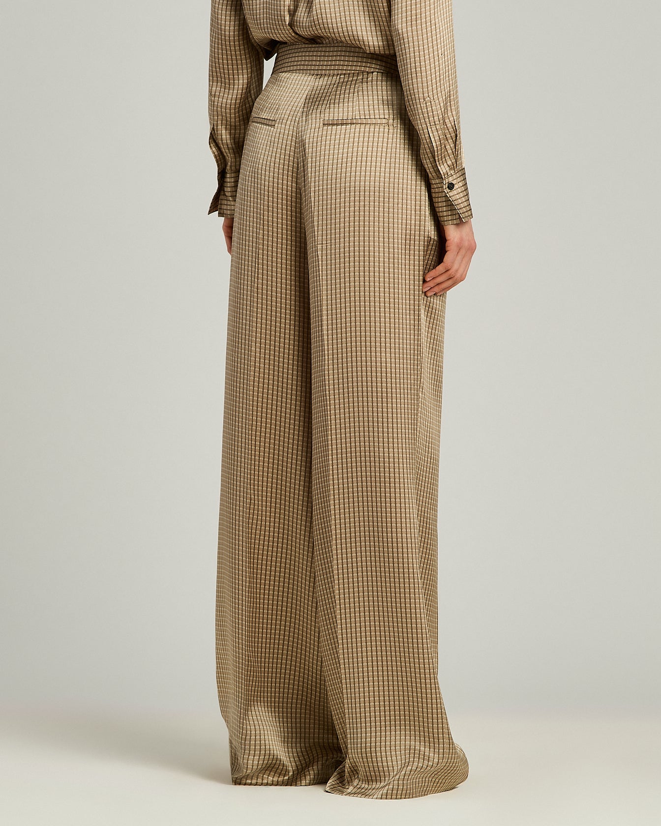 PURE SILK JACQUARD PALAZZO TROUSERS