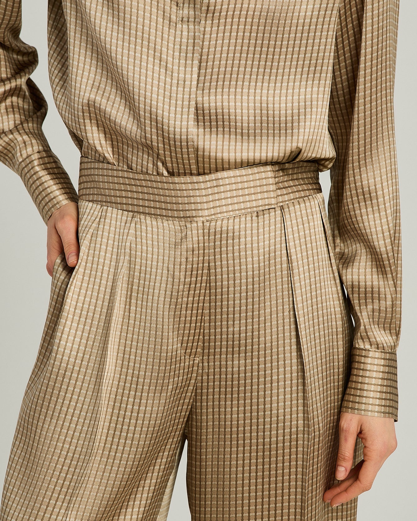 PURE SILK JACQUARD PALAZZO TROUSERS