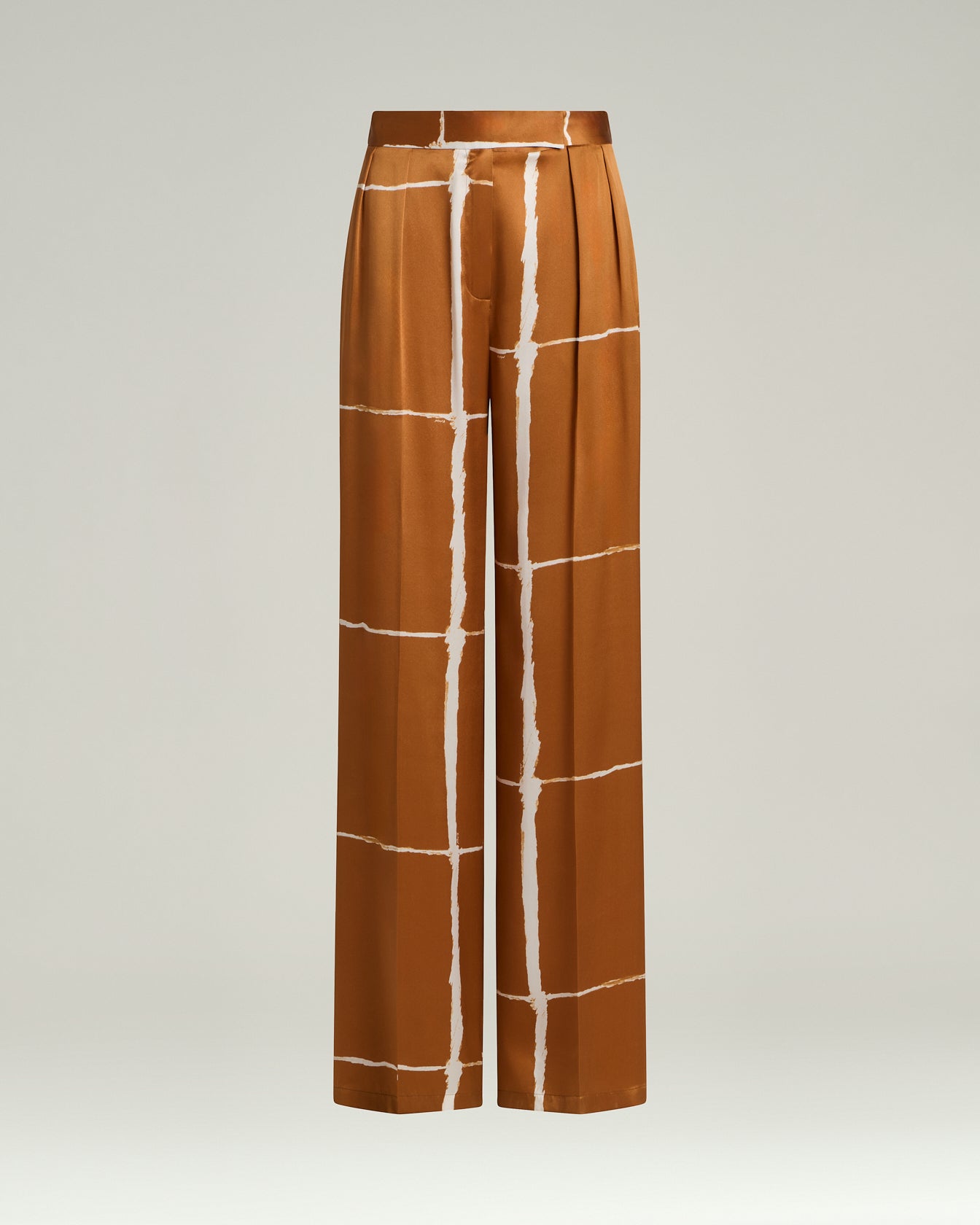 SILK SATIN TROUSERS WITH ABSTRACT PRINT