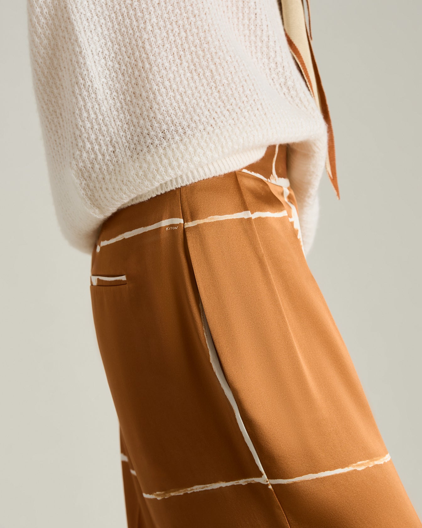 SILK SATIN TROUSERS WITH ABSTRACT PRINT