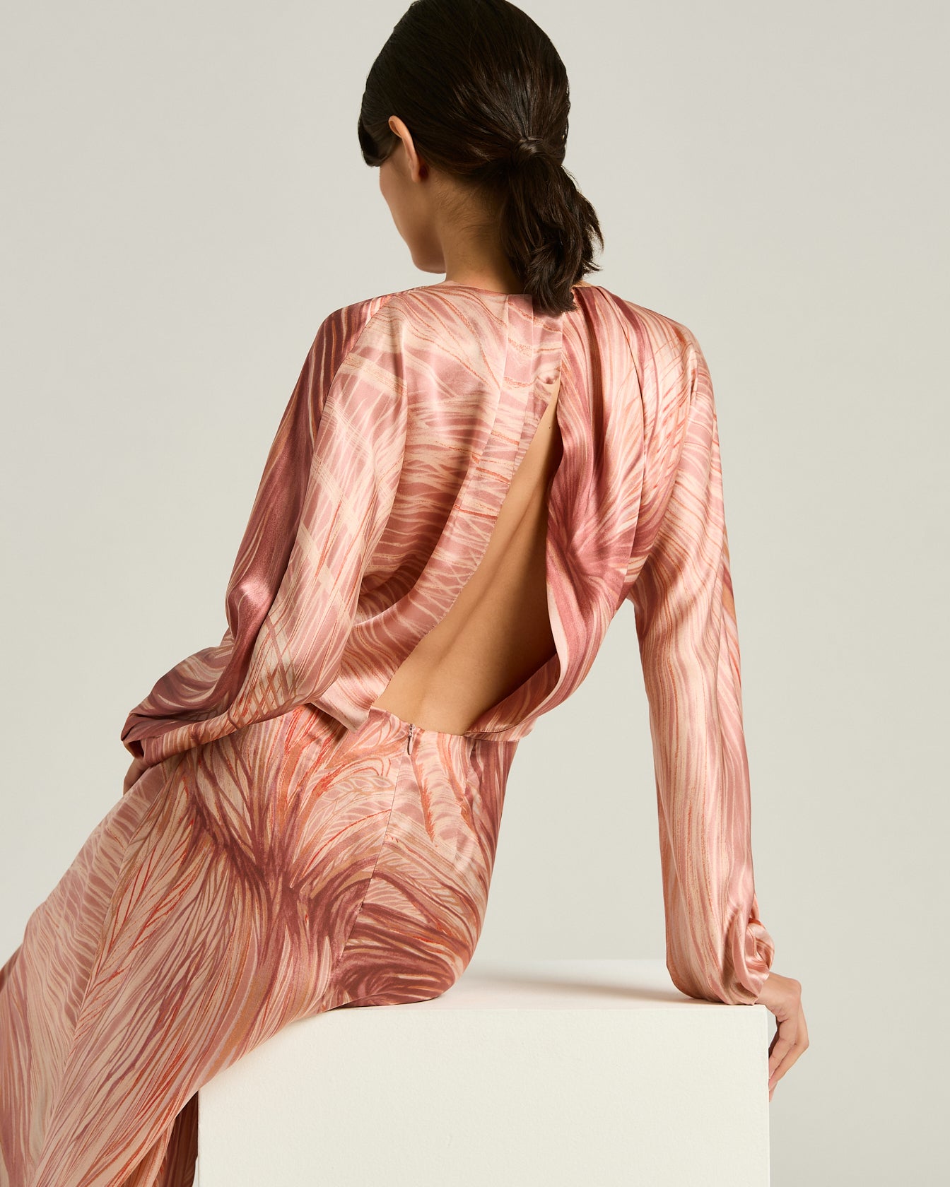 SILK SATIN DRESS WITH BACK OPENING