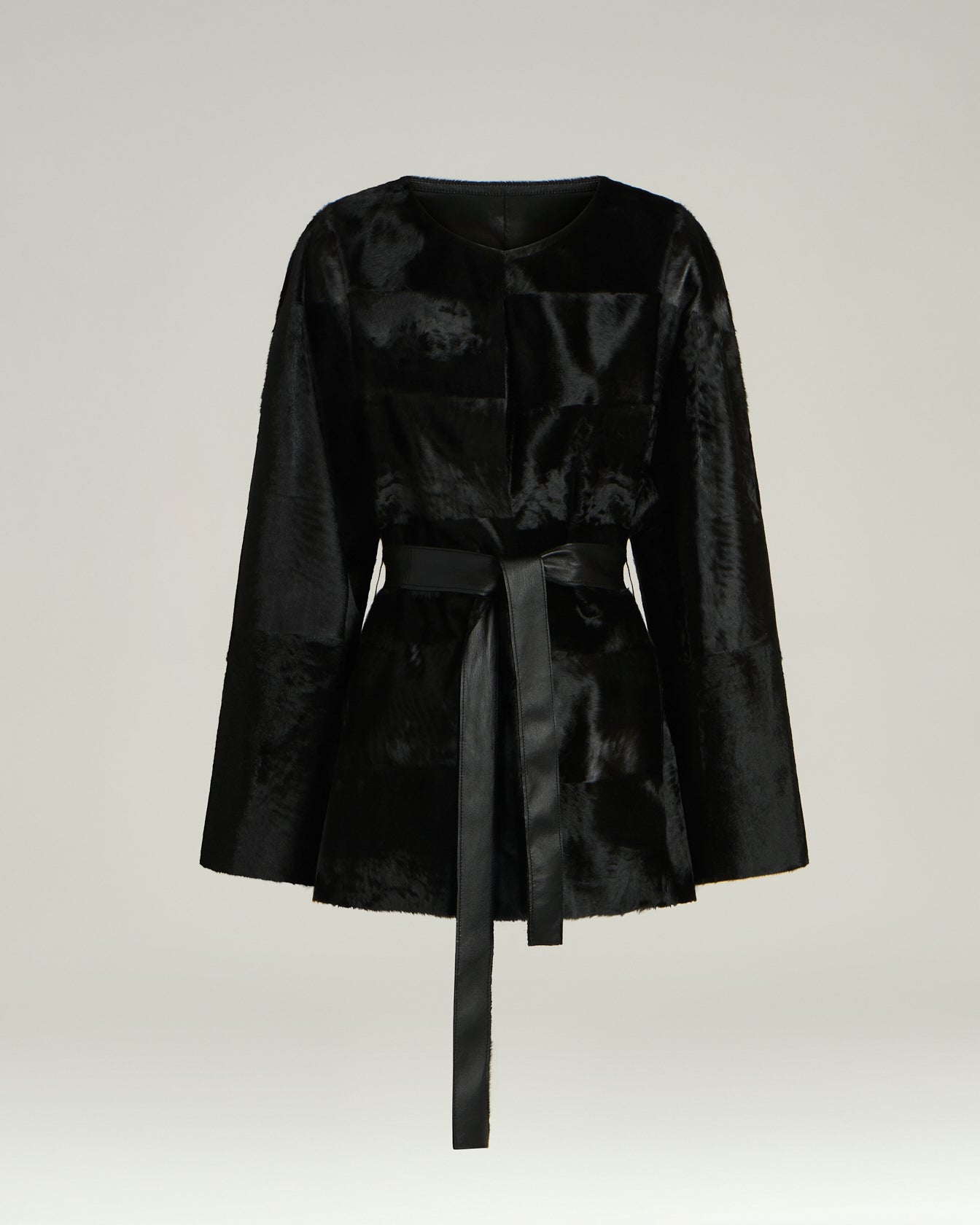 LAMB FUR JACKET WITH BELT