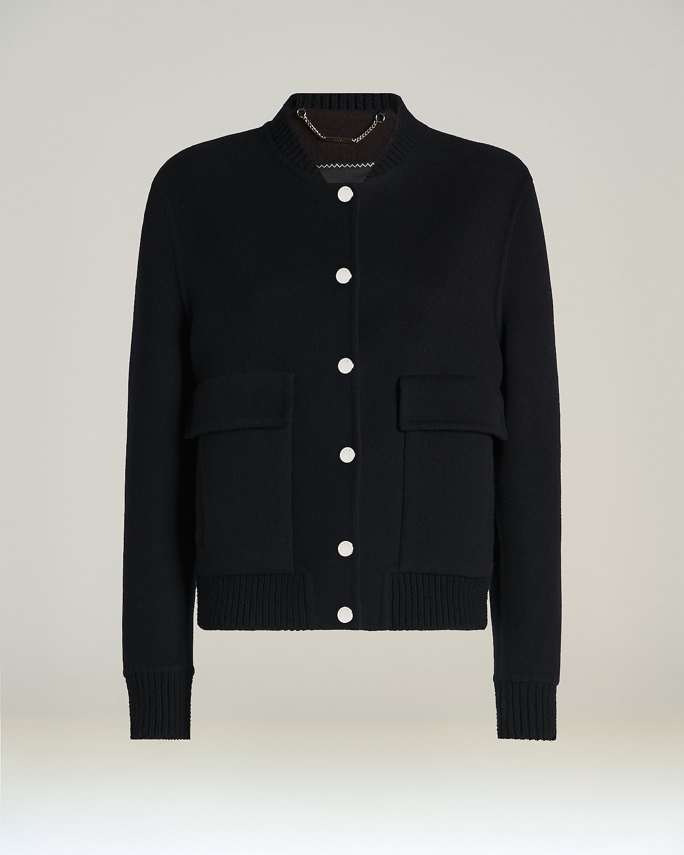 PURE CASHMERE BOMBER JACKET WITH PATCH POCKETS