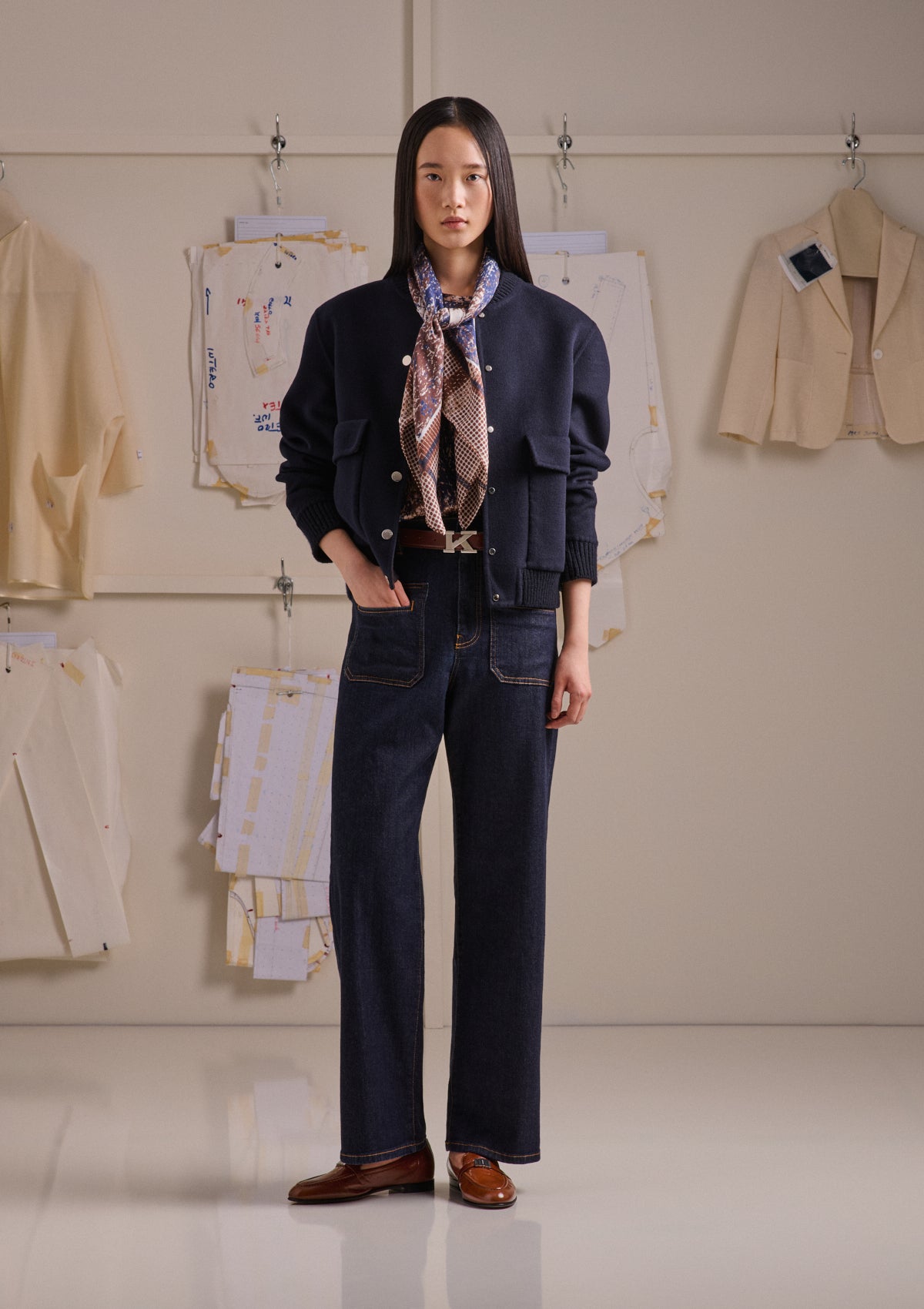 PURE CASHMERE BOMBER JACKET WITH PATCH POCKETS