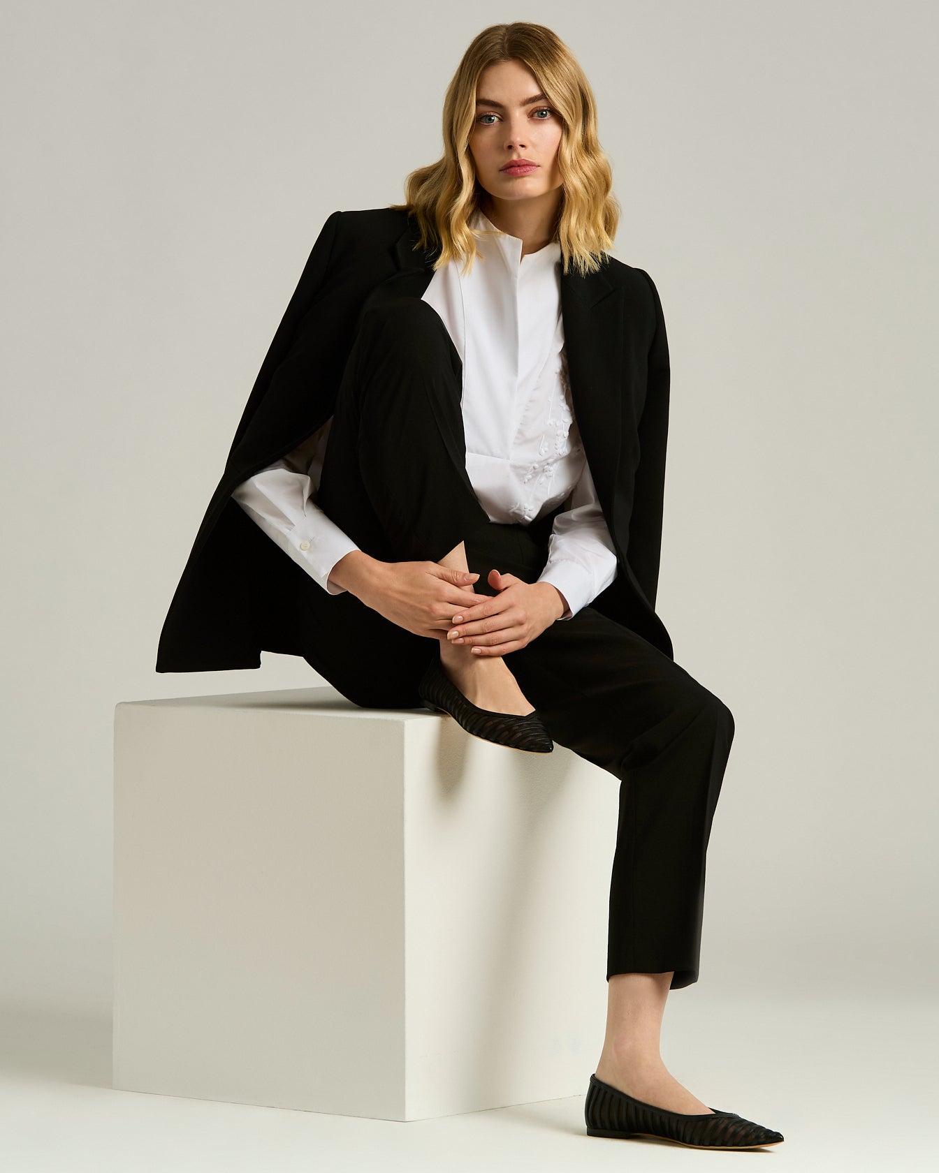 LEATHER BALLET FLATS WITH TRANSPARENT INSERTS