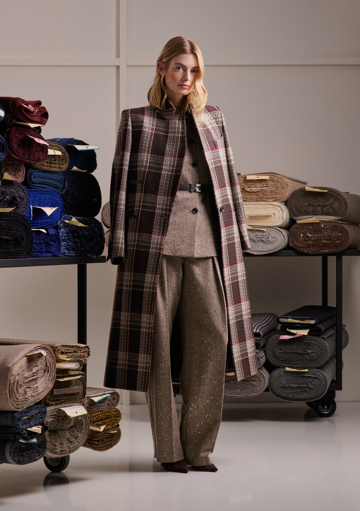 TAILORED WOOL BOUCLÉ BLEND TROUSERS