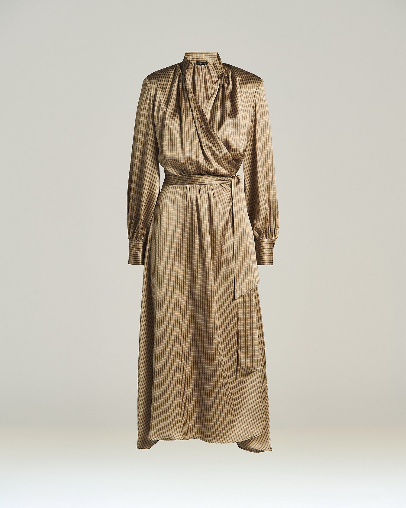 PURE SILK MIDI DRESS WITH GEOMETRIC MICRO PATTERN