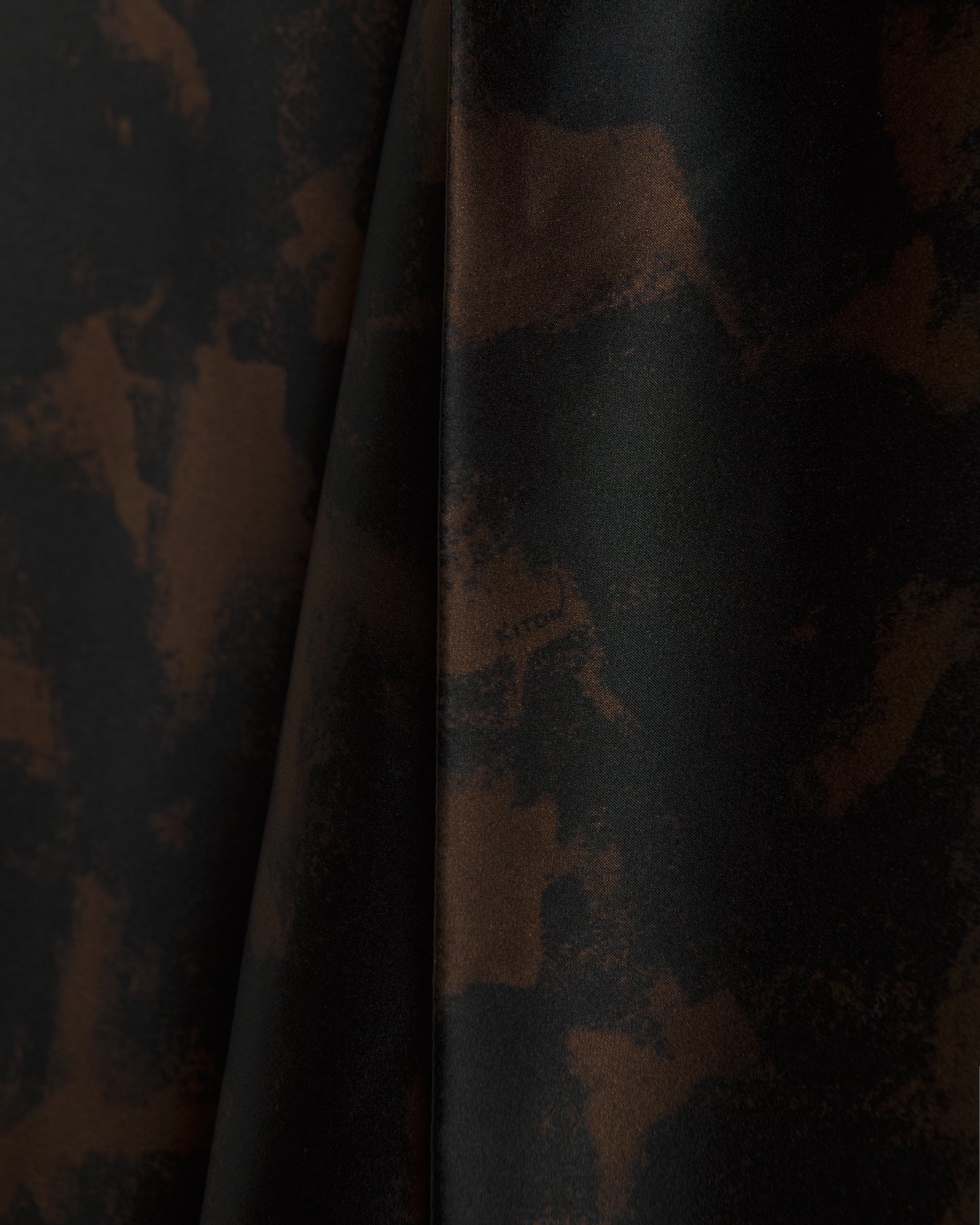 PURE SILK SHIRT WITH ABSTRACT PRINT AND INTEGRATED SCARF DETAIL