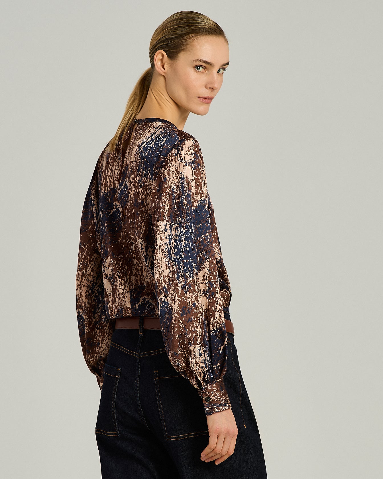 PURE SILK BLOUSE WITH ARTISTIC PRINT