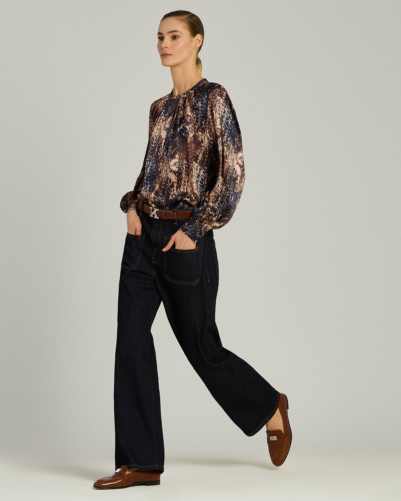 PURE SILK BLOUSE WITH ARTISTIC PRINT