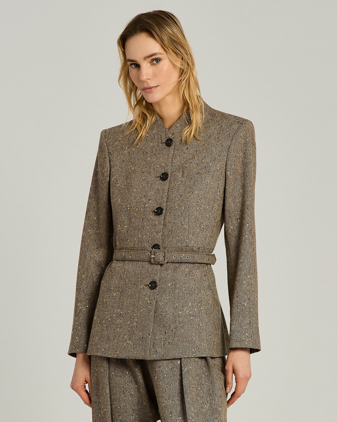 TAILORED BOUCLÉ TWEED JACKET WITH BELT