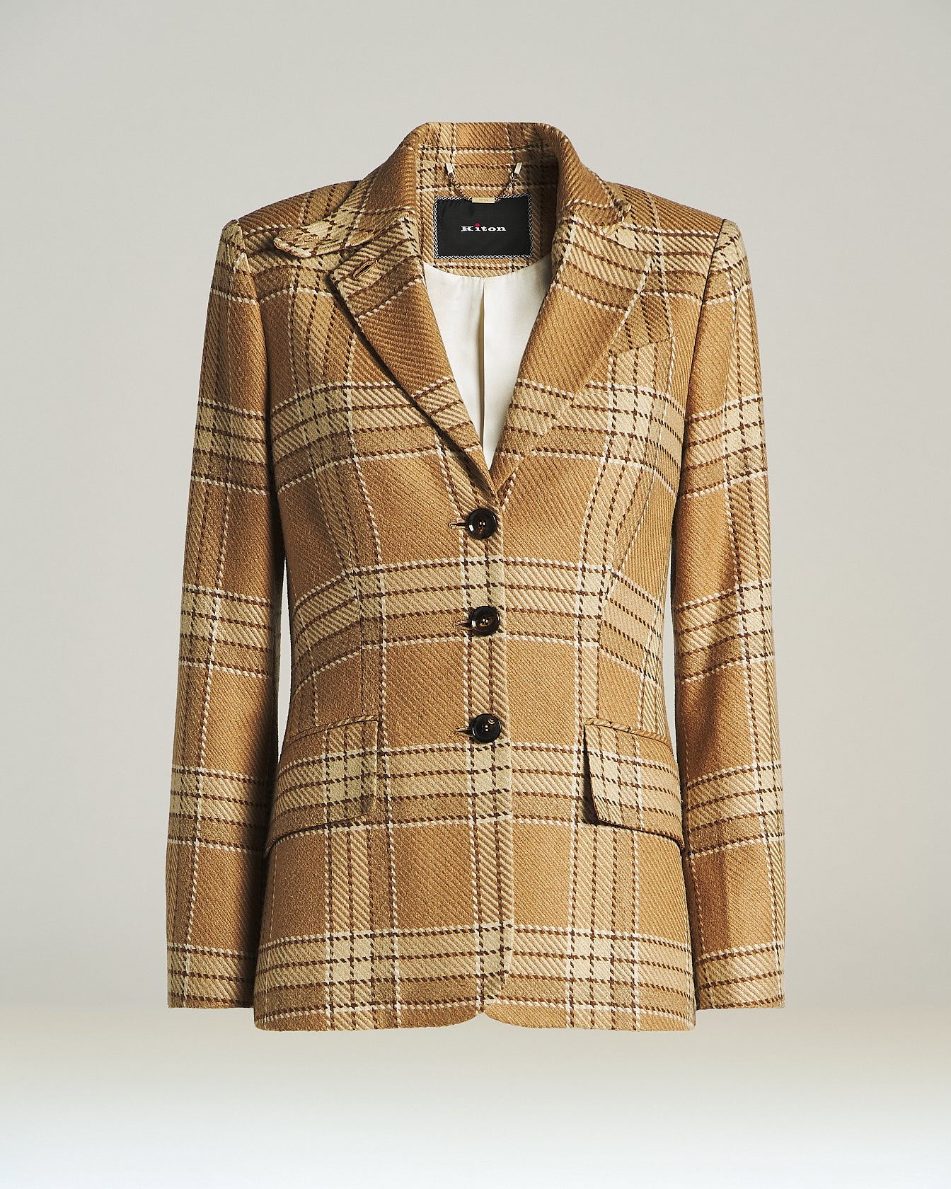 SILK AND CASHMERE SINGLE-BREASTED JACKET WITH CHECK PATTERN