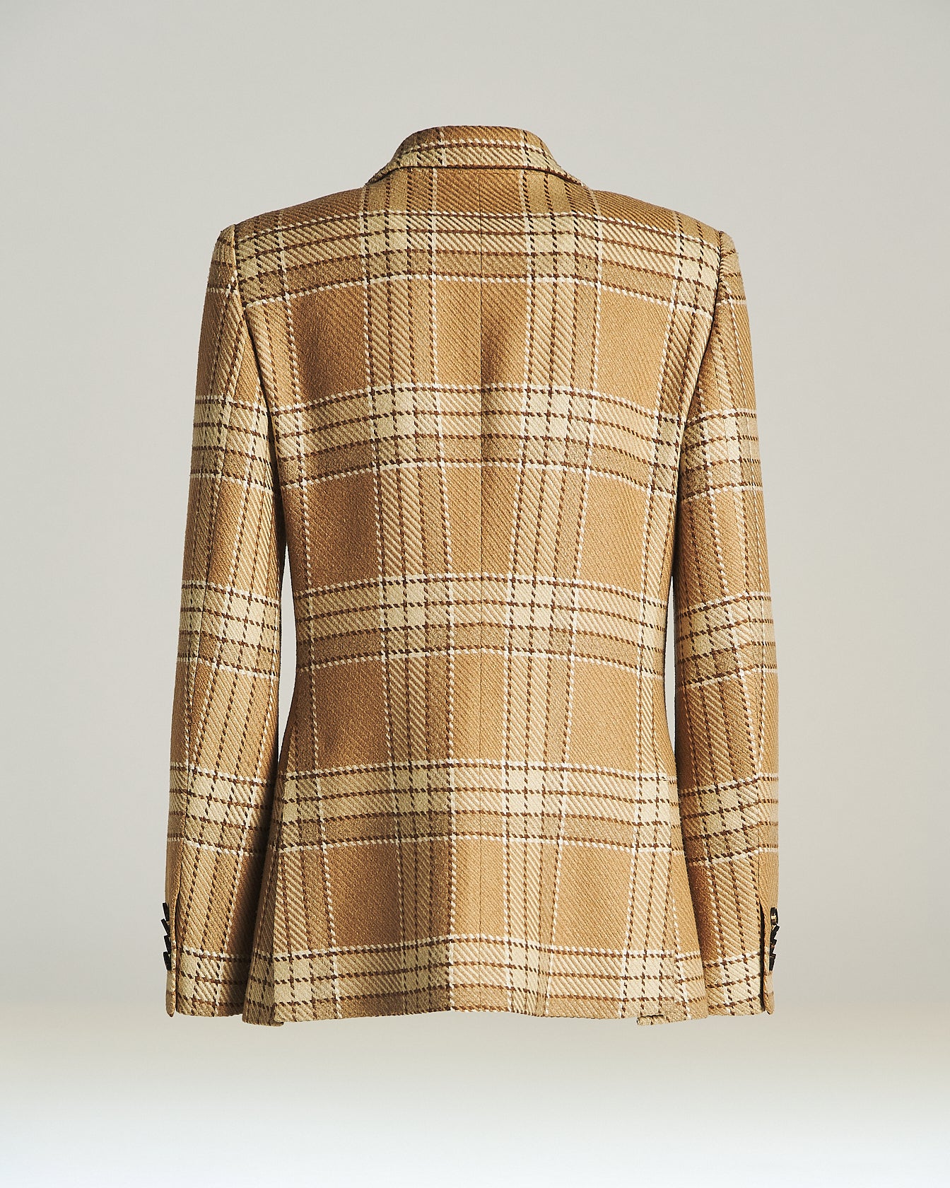 SILK AND CASHMERE SINGLE-BREASTED JACKET WITH CHECK PATTERN