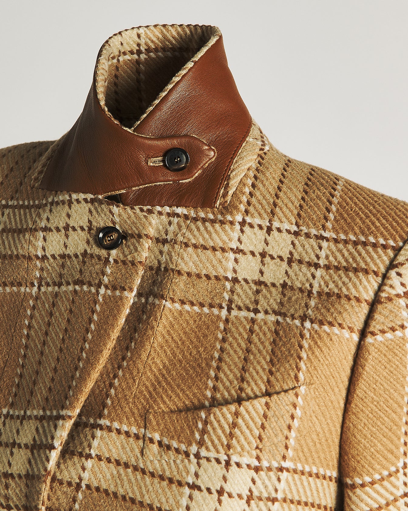SILK AND CASHMERE SINGLE-BREASTED JACKET WITH CHECK PATTERN