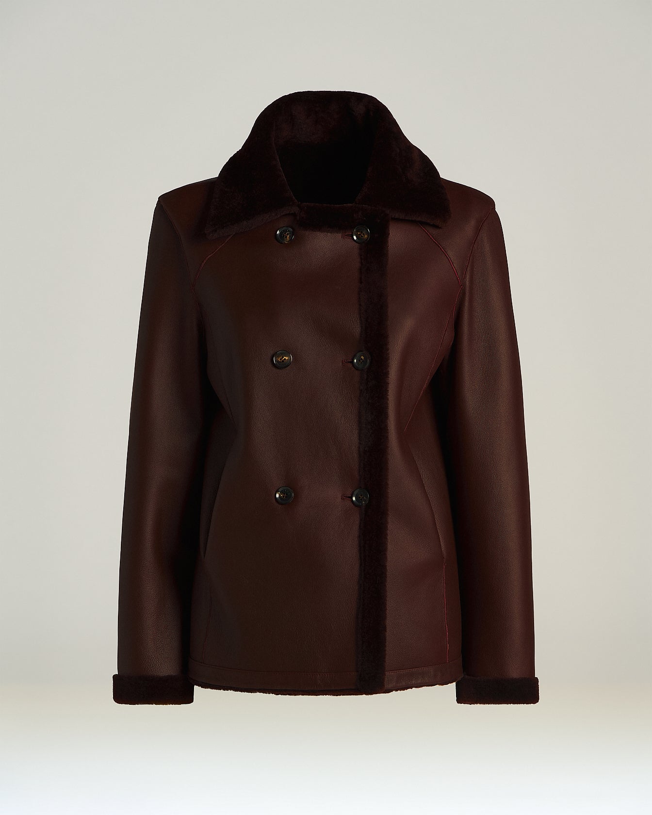 REVERSIBLE DOUBLE-BREASTED SHEARLING COAT