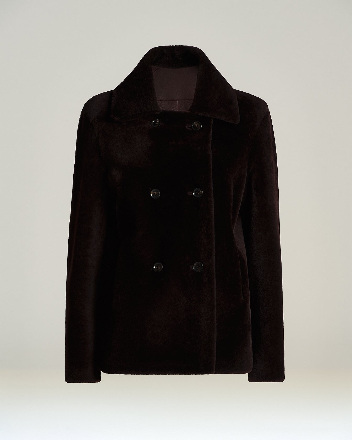 REVERSIBLE DOUBLE-BREASTED SHEARLING COAT