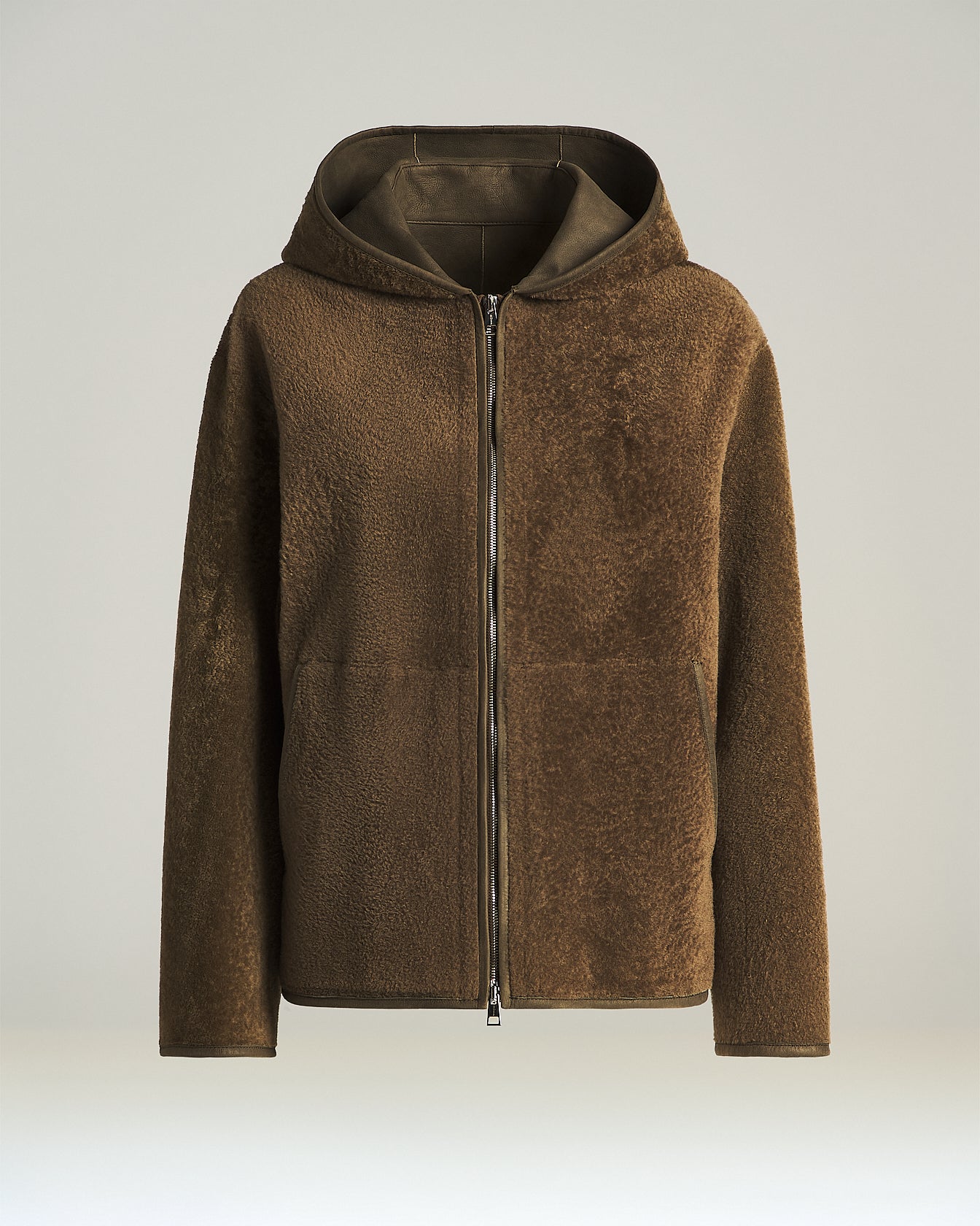 SHEARLING HOODED COAT
