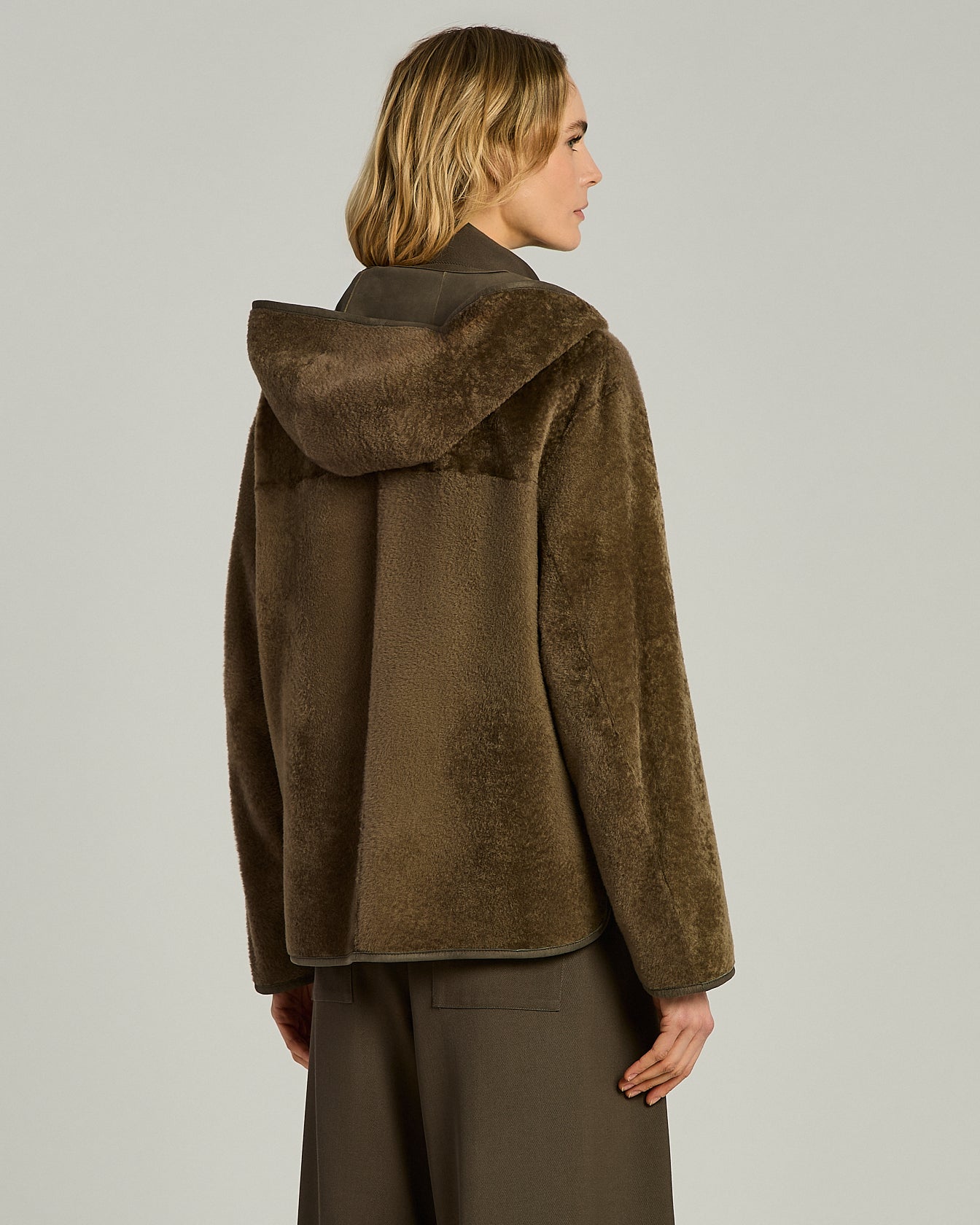SHEARLING HOODED COAT