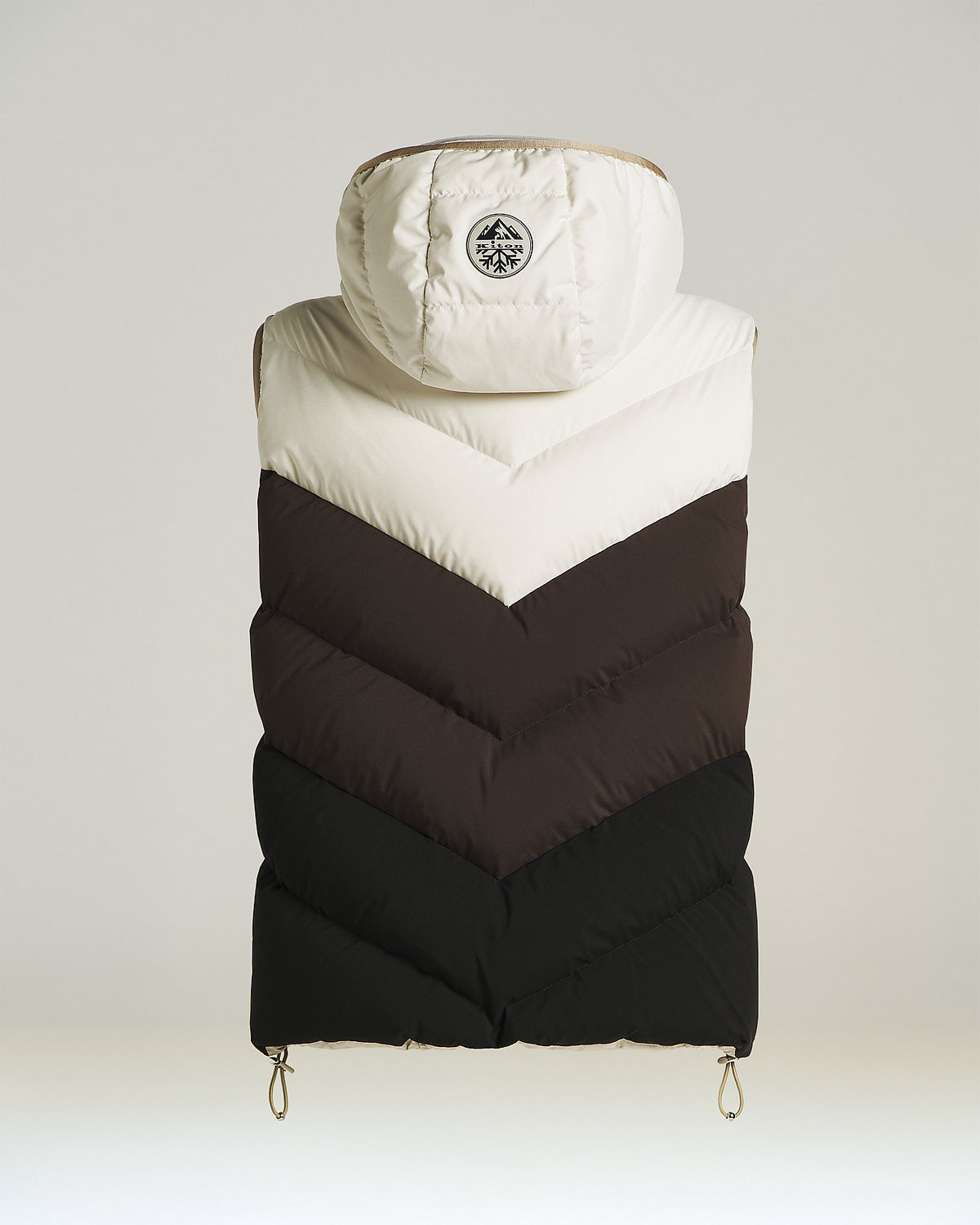 BEIGE/BROWN/BLACK PADDED SKI VEST WITH HOOD 2