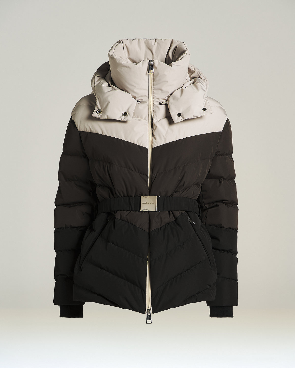 BEIGE/BROWN/BLACK TECHNICAL FABRIC SKI JACKET 1