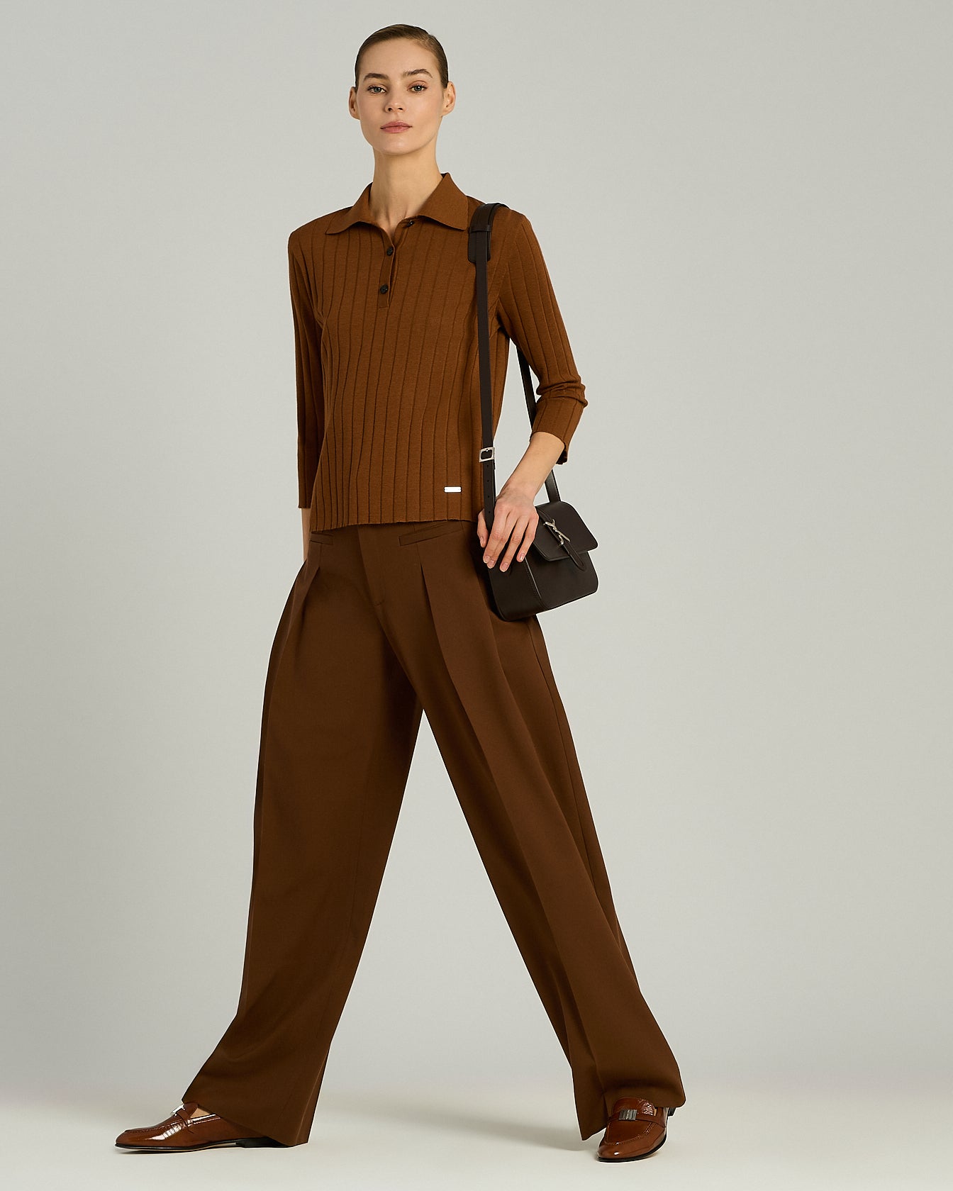 RIBBED CASHMERE AND SILK POLO SHIRT