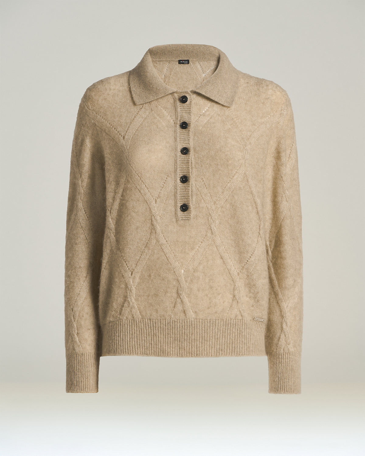 CASHMERE AND SILK POLO SHIRT WITH DIAMOND KNIT