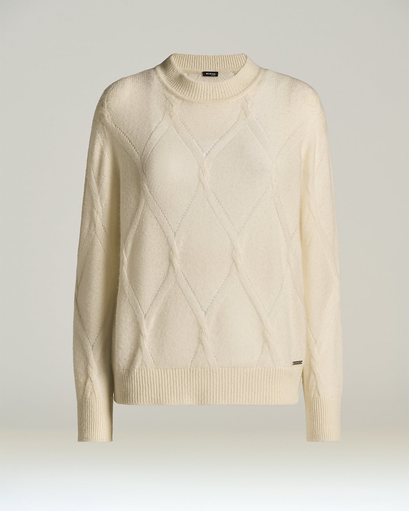 CASHMERE AND SILK CREWNECK SWEATER WITH OPENWORK PATTERN