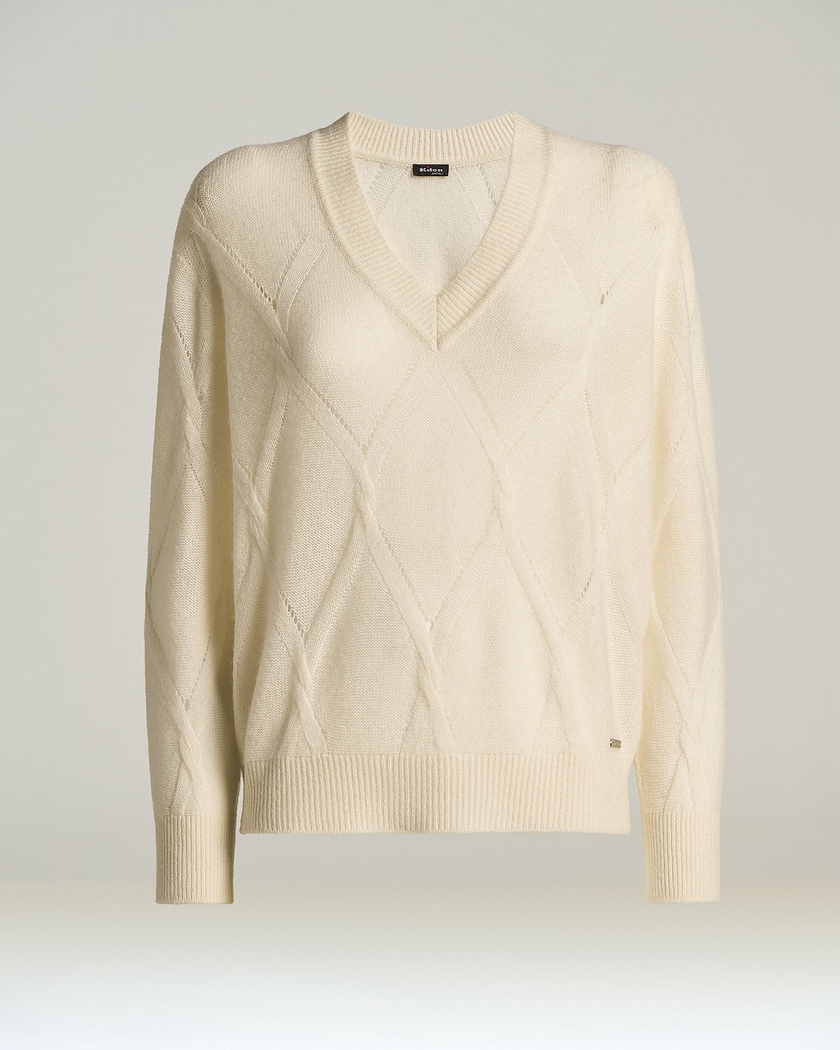 CREAM WHITE CASHMERE V-NECK SWEATER 1