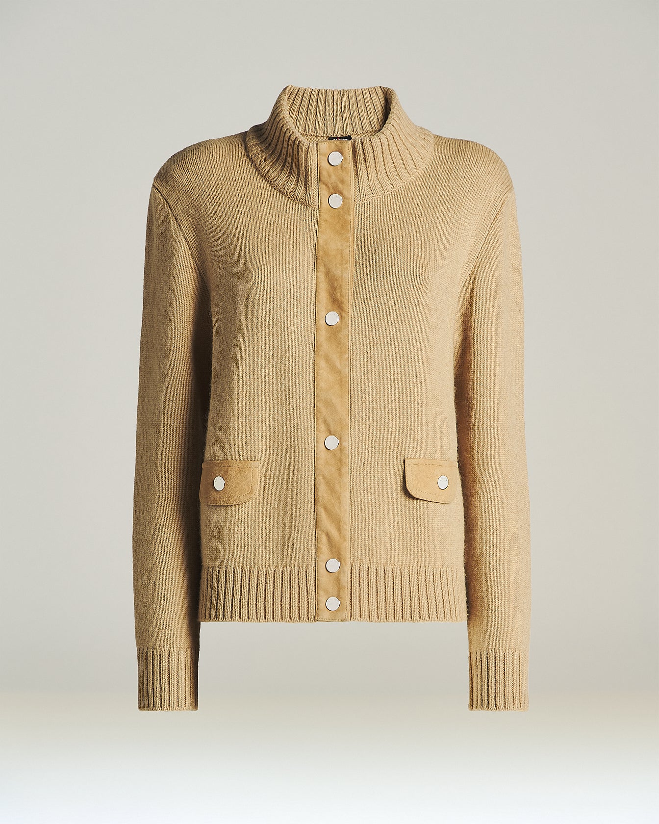 CASHMERE CARDIGAN WITH SUEDE DETAILS