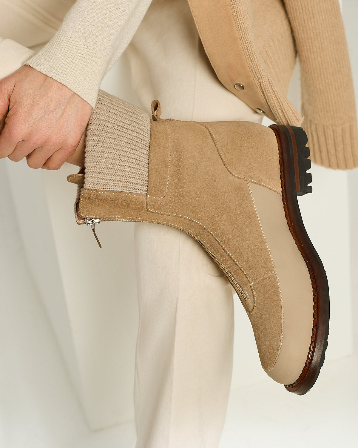 TAUPE ANKLE BOOT CALFSKIN 4