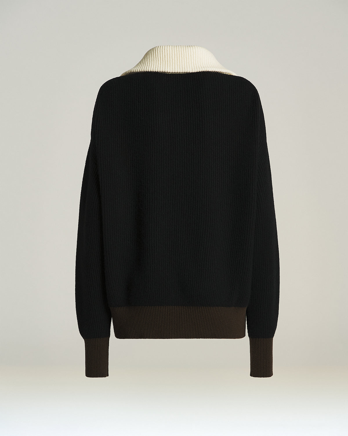 BLACK/CAMEL/CREAM WHITE CASHMERE HIGH-NECK SKI SWEATER 2